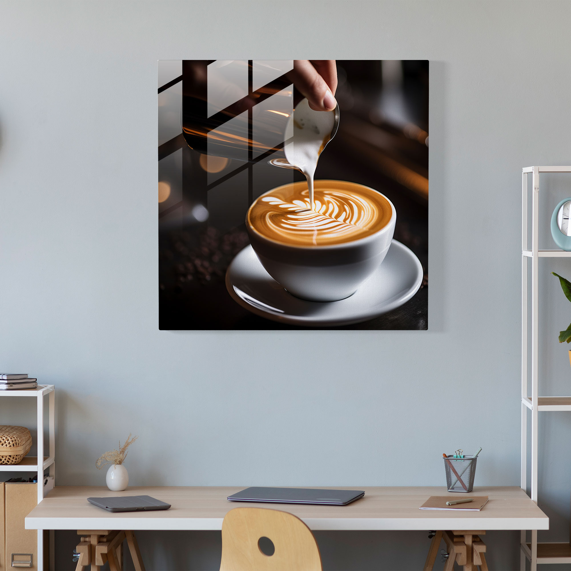 Latte Sanatı Cam Tablosu - Kahve Duvar Dekorasyonu Barista