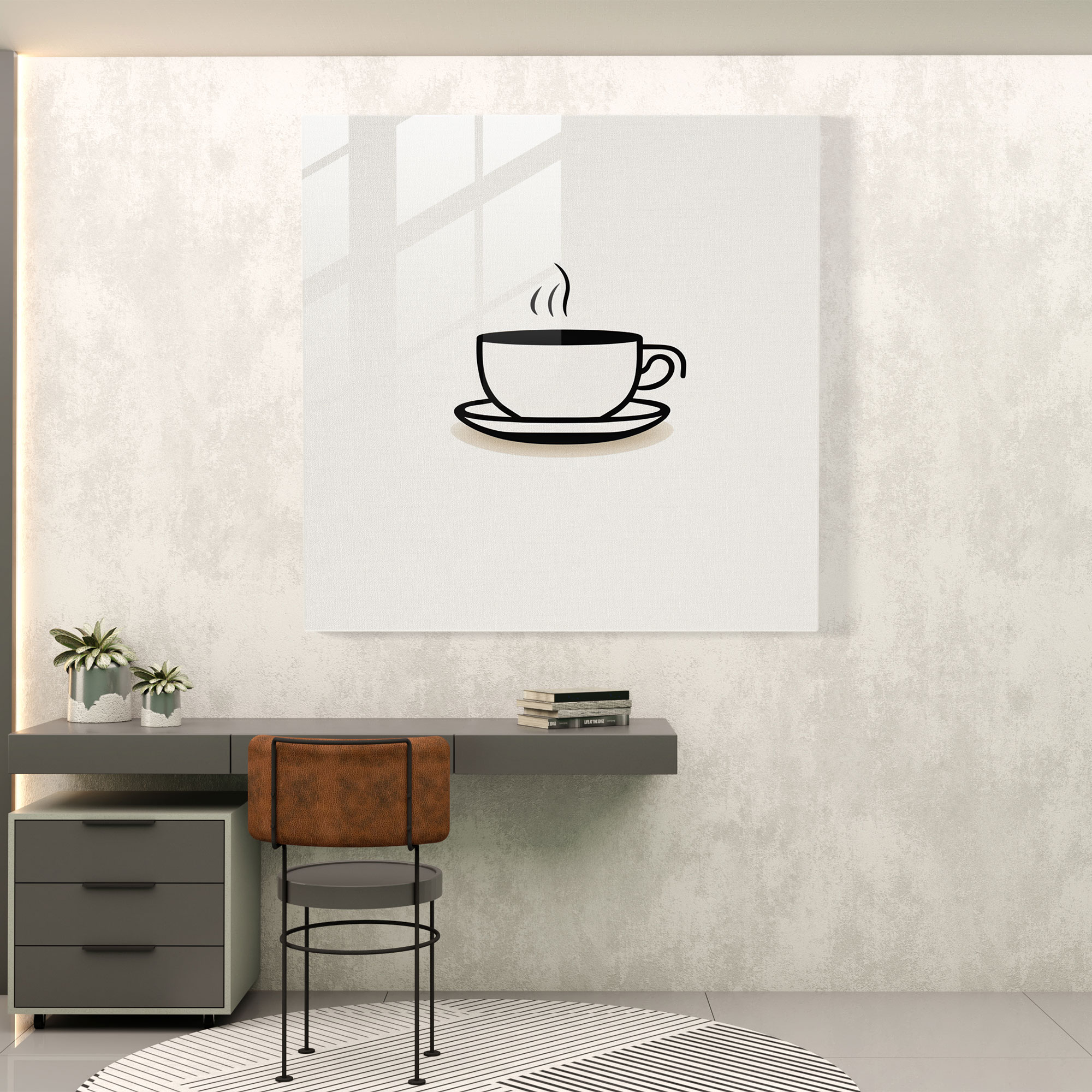 Minimalist Kahve Bardağı Cam Tablo - Kahve Ev Dekorasyonu Duvar Dekorasyonu Cam Tablo