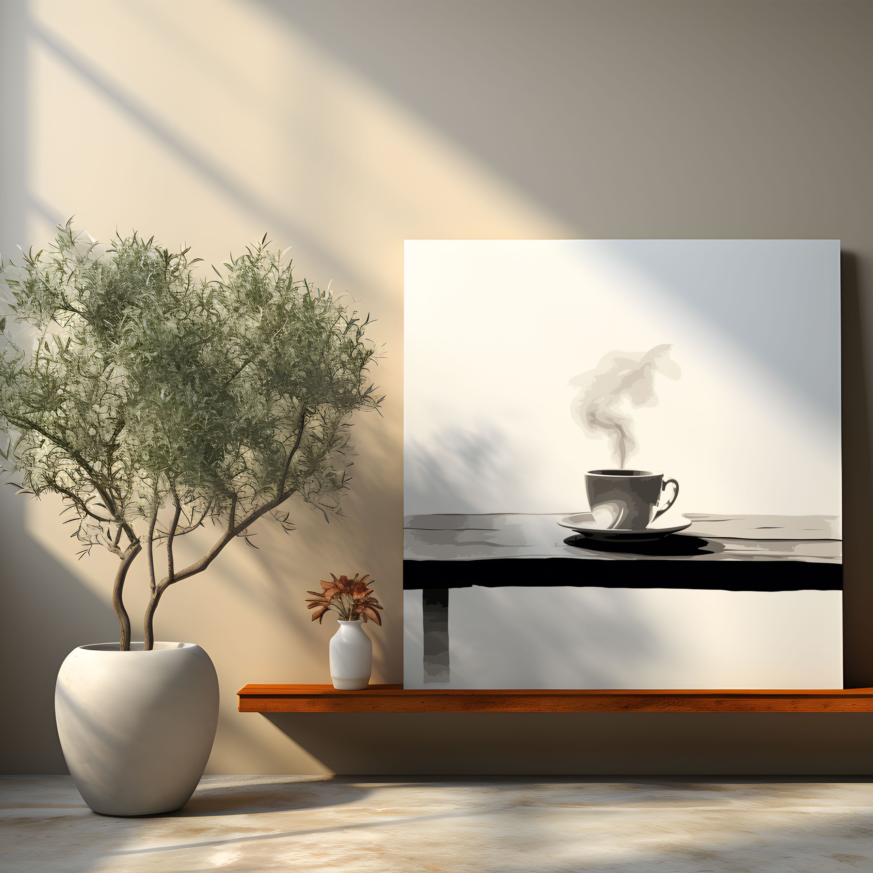 Coffee Sketch Canvas Print - Coffee, Cozy Cafe Table, Canvas Wall Art, Canvas