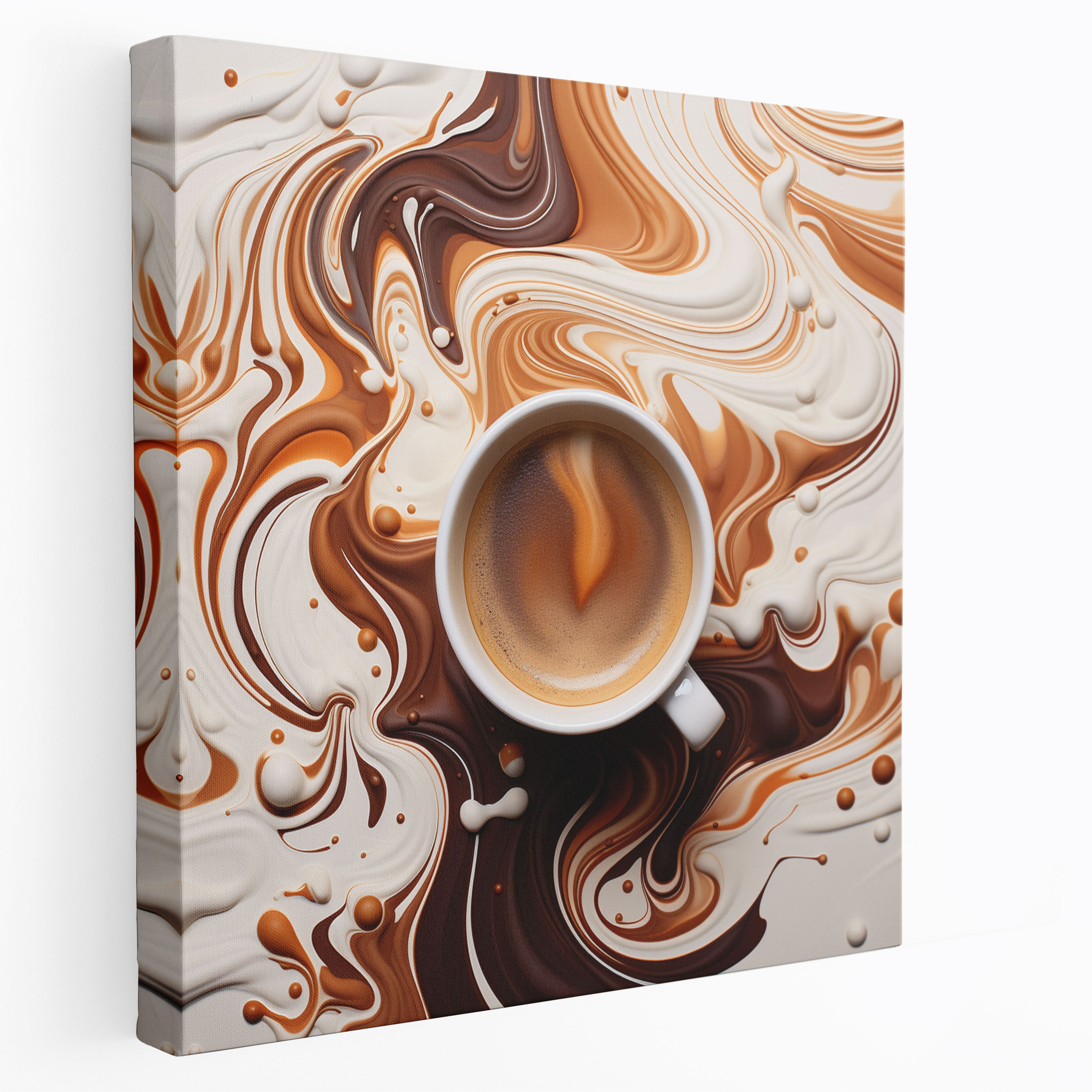 Swirling Coffee Canvas Print - Coffee, Swirling Patterns, Coffee Wall Art, Abstract Artwork