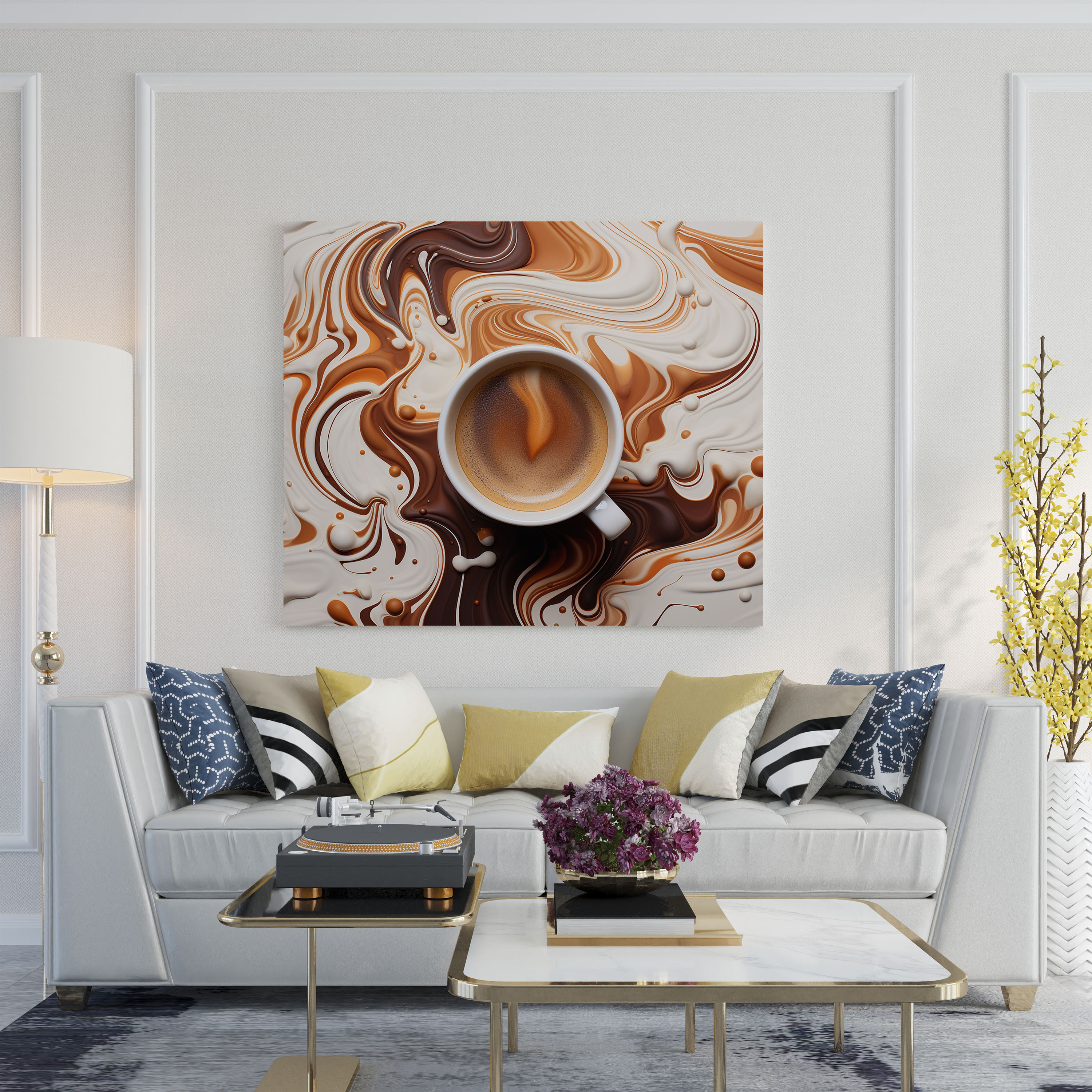 Swirling Coffee Canvas Print - Coffee, Swirling Patterns, Coffee Wall Art, Abstract Artwork