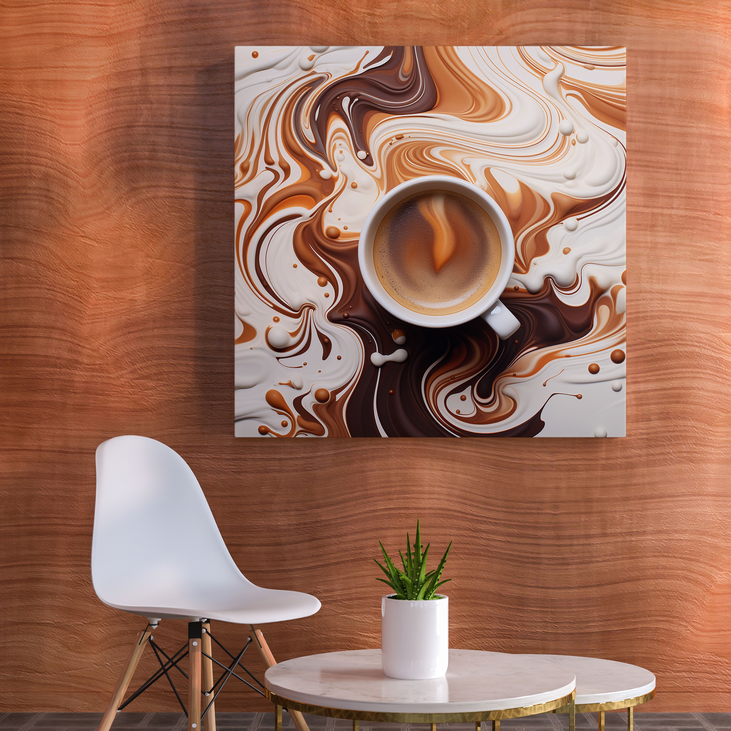 Swirling Coffee Canvas Print - Coffee, Swirling Patterns, Coffee Wall Art, Abstract Artwork