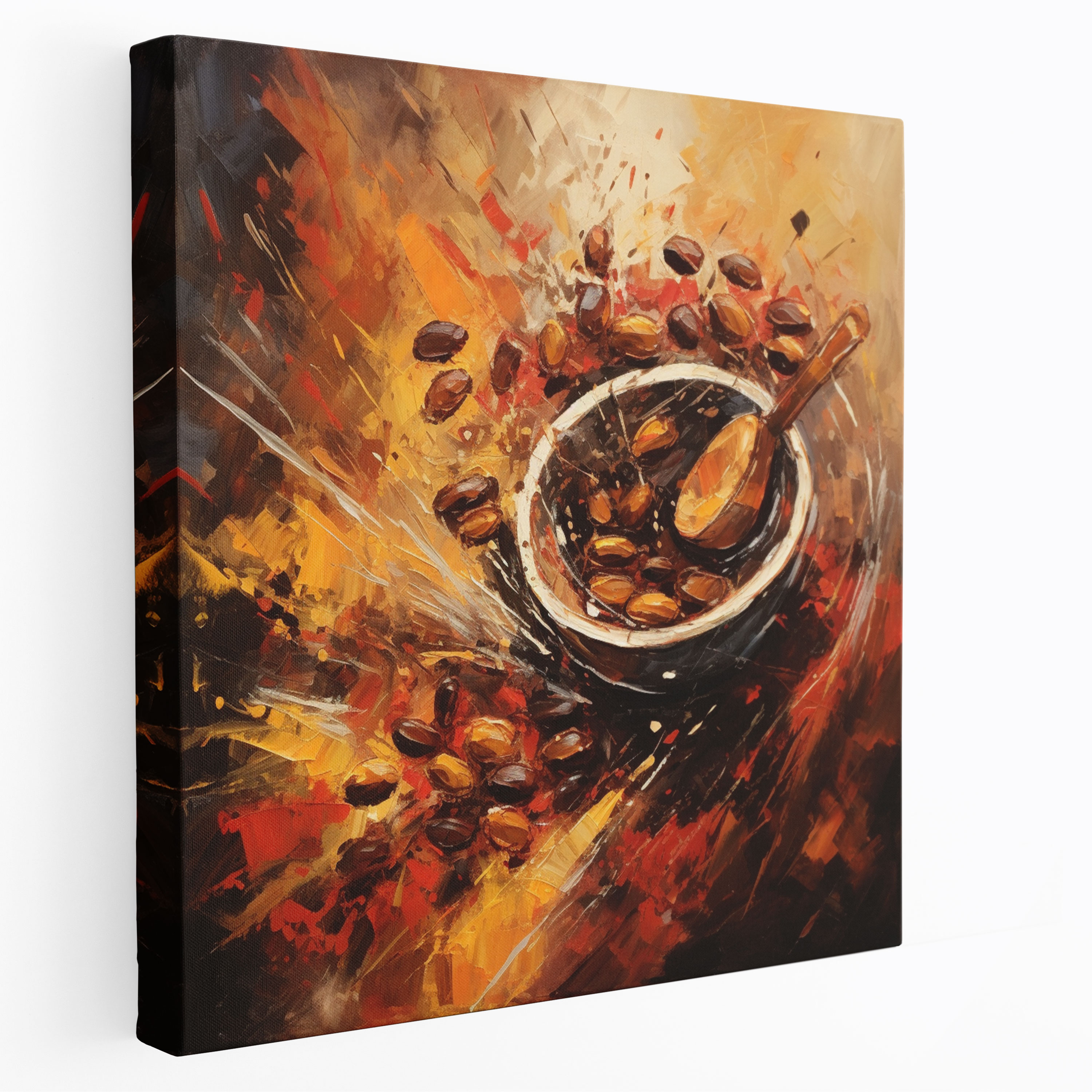 Coffee Beans Expressionism Canvas Print - Coffee, Coffee Canvas Print, Home Decoration, Coffee Beans