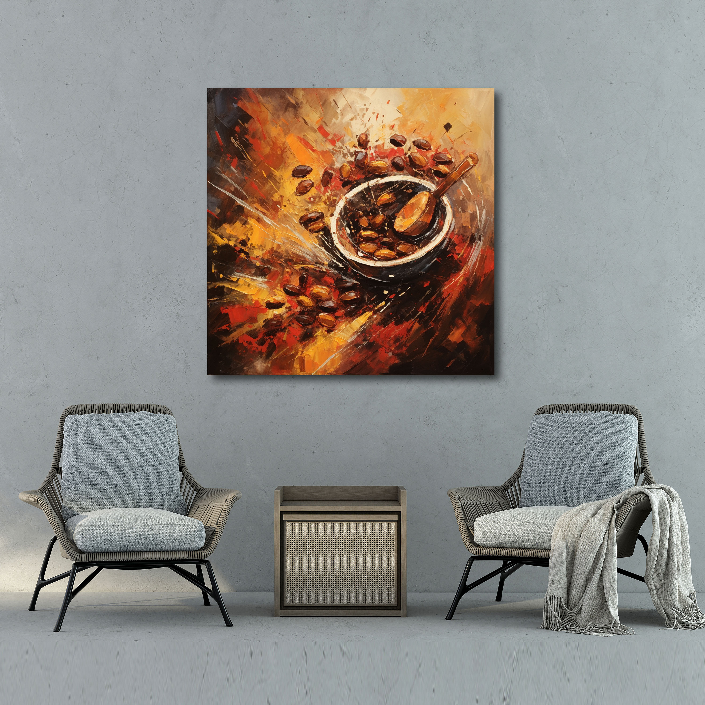 Coffee Beans Expressionism Canvas Print - Coffee, Coffee Canvas Print, Home Decoration, Coffee Beans