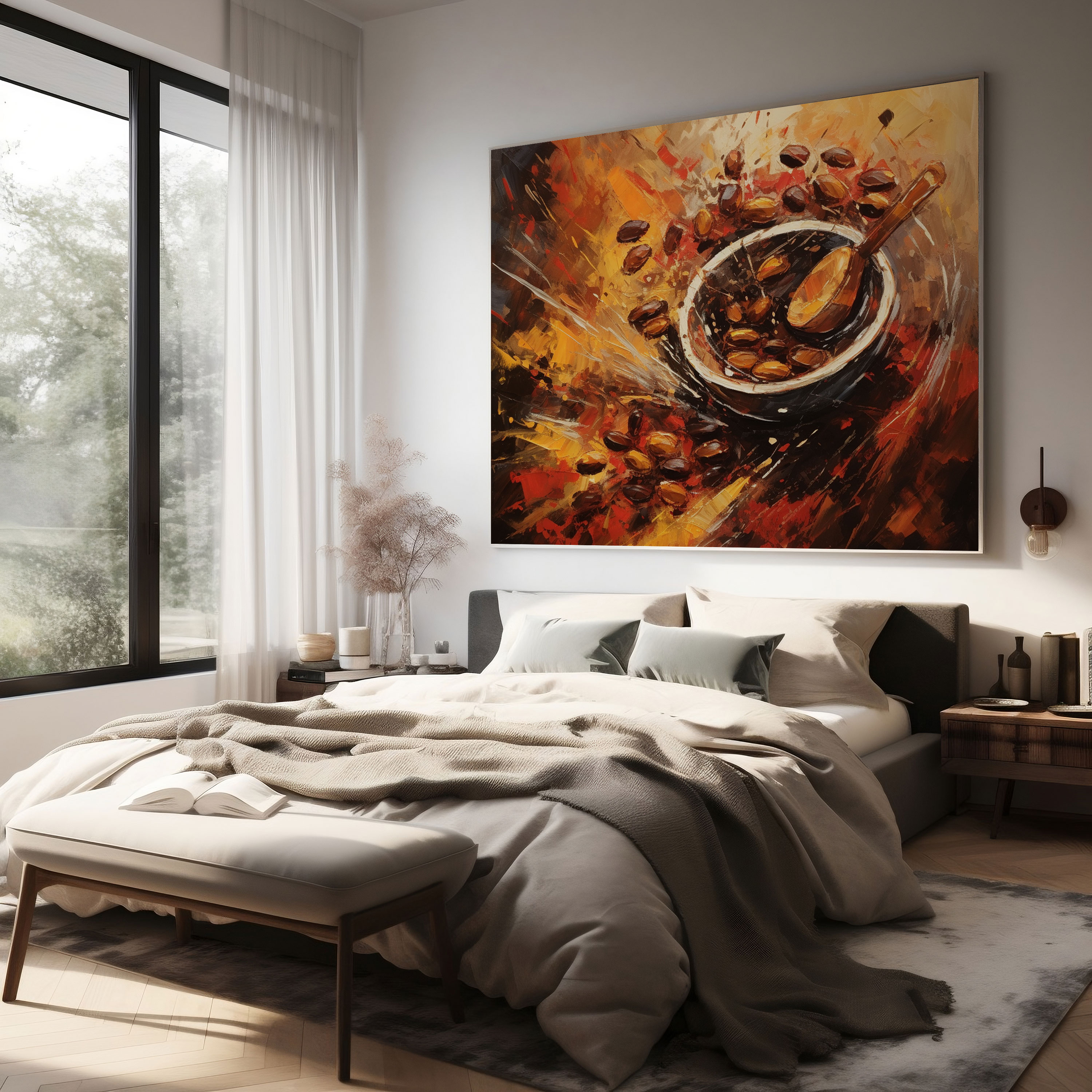 Coffee Beans Expressionism Canvas Print - Coffee, Coffee Canvas Print, Home Decoration, Coffee Beans