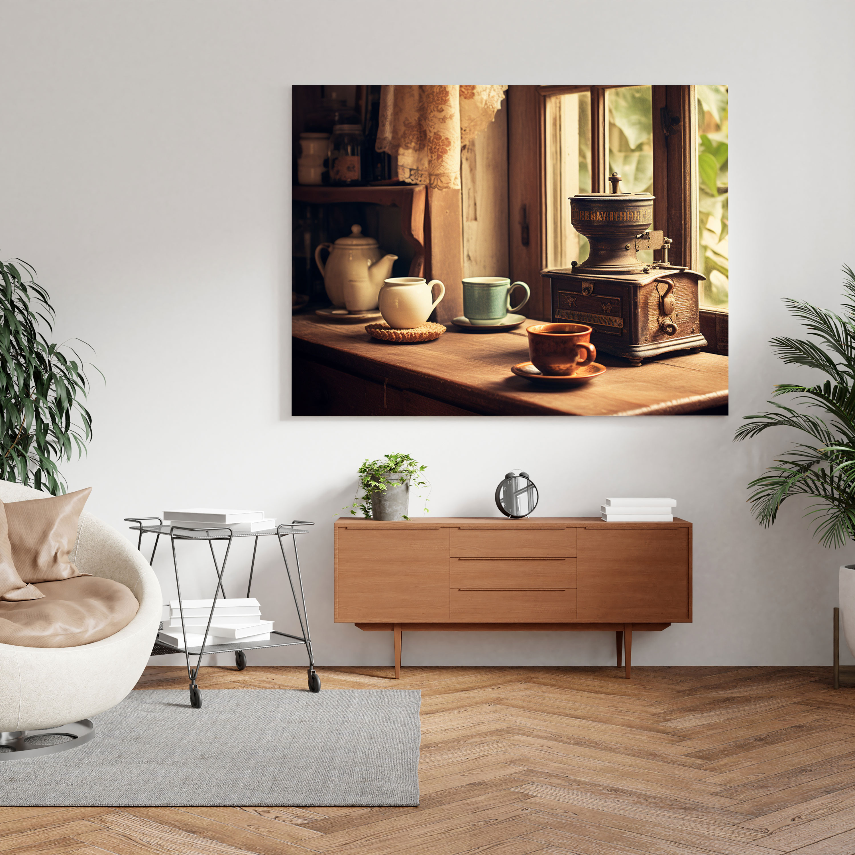 Kahve Kanvas Tablo - Vintage Kahve Köşesi Duvar Sanatı - Kahve Vintage Duvar Sanatı Ev Dekorasyonu