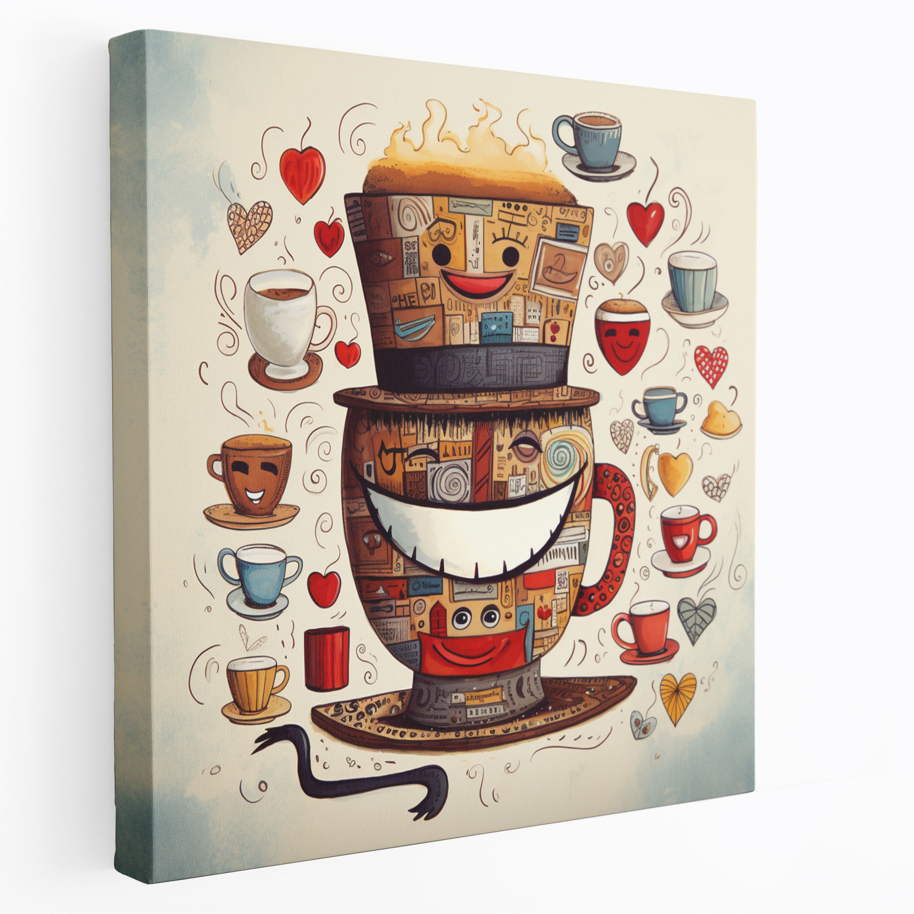 Coffee Canvas Print - Whimsical Coffee Cup Wall Art - Coffee, Whimsical Wall Art, Home Decoration, Coffee Cup Wall Decoration