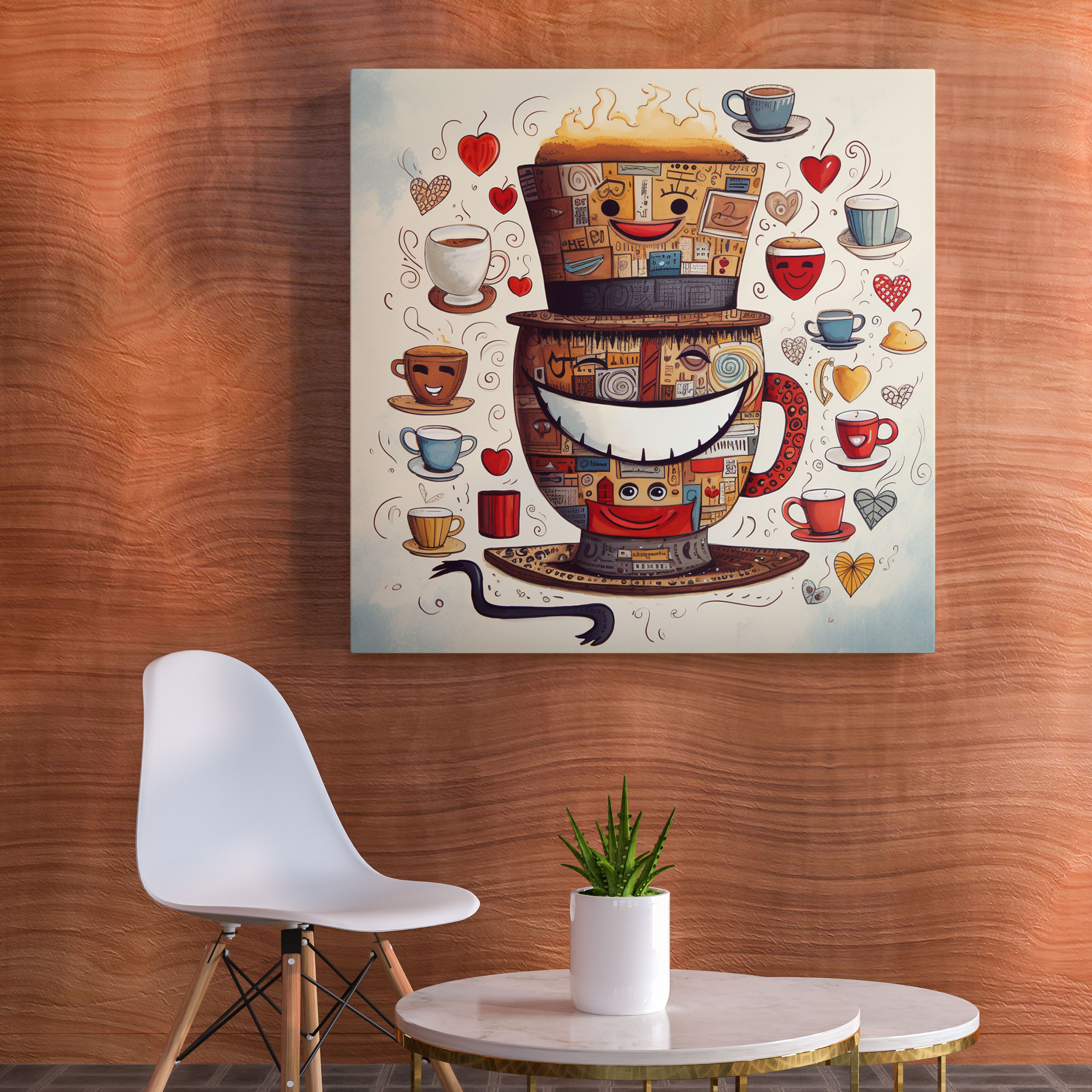 Coffee Canvas Print - Whimsical Coffee Cup Wall Art - Coffee, Whimsical Wall Art, Home Decoration, Coffee Cup Wall Decoration