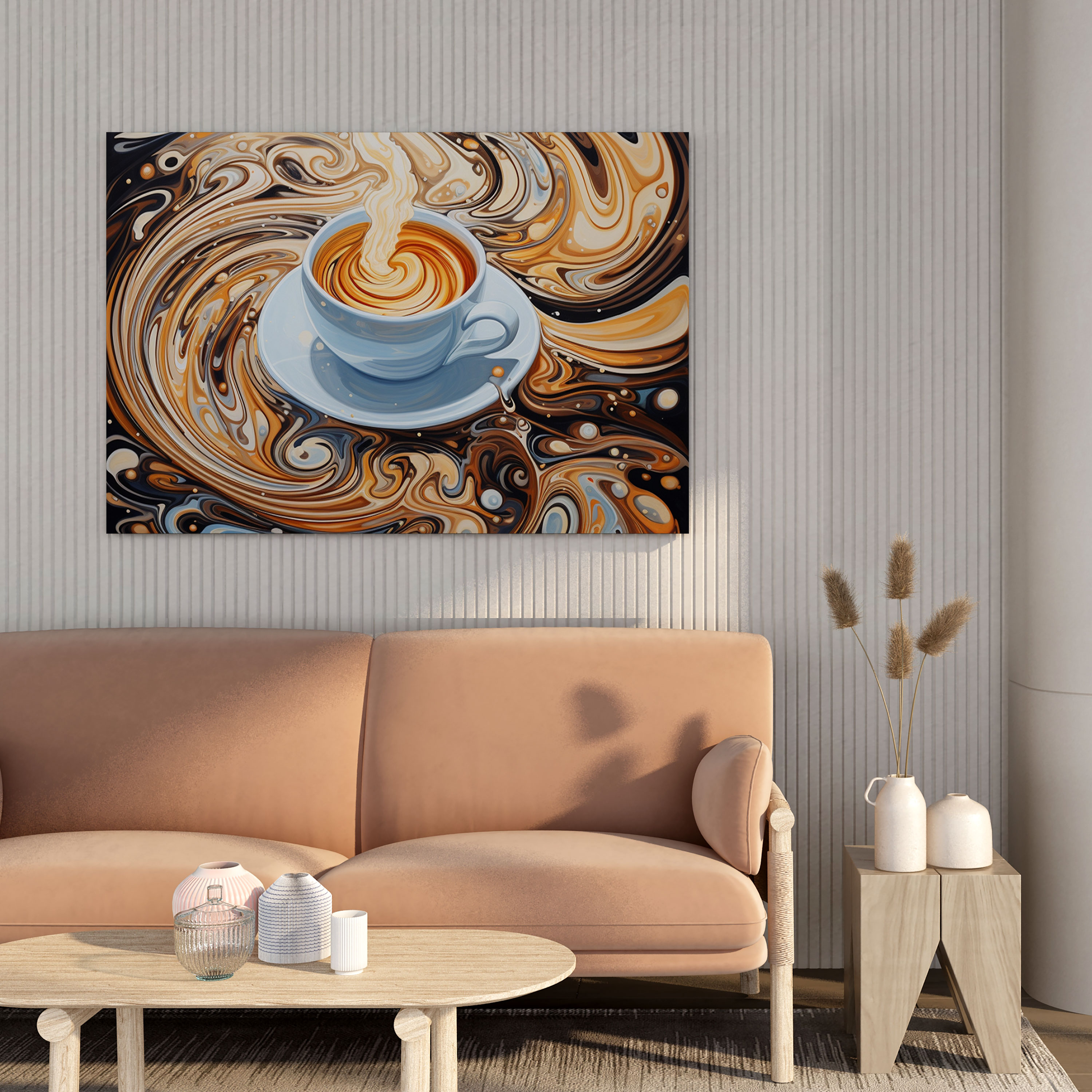 Coffee Canvas Print - Abstract Coffee Swirls Wall Art - Coffee, Home Decoration, Canvas, Coffee Swirls Wall Decoration