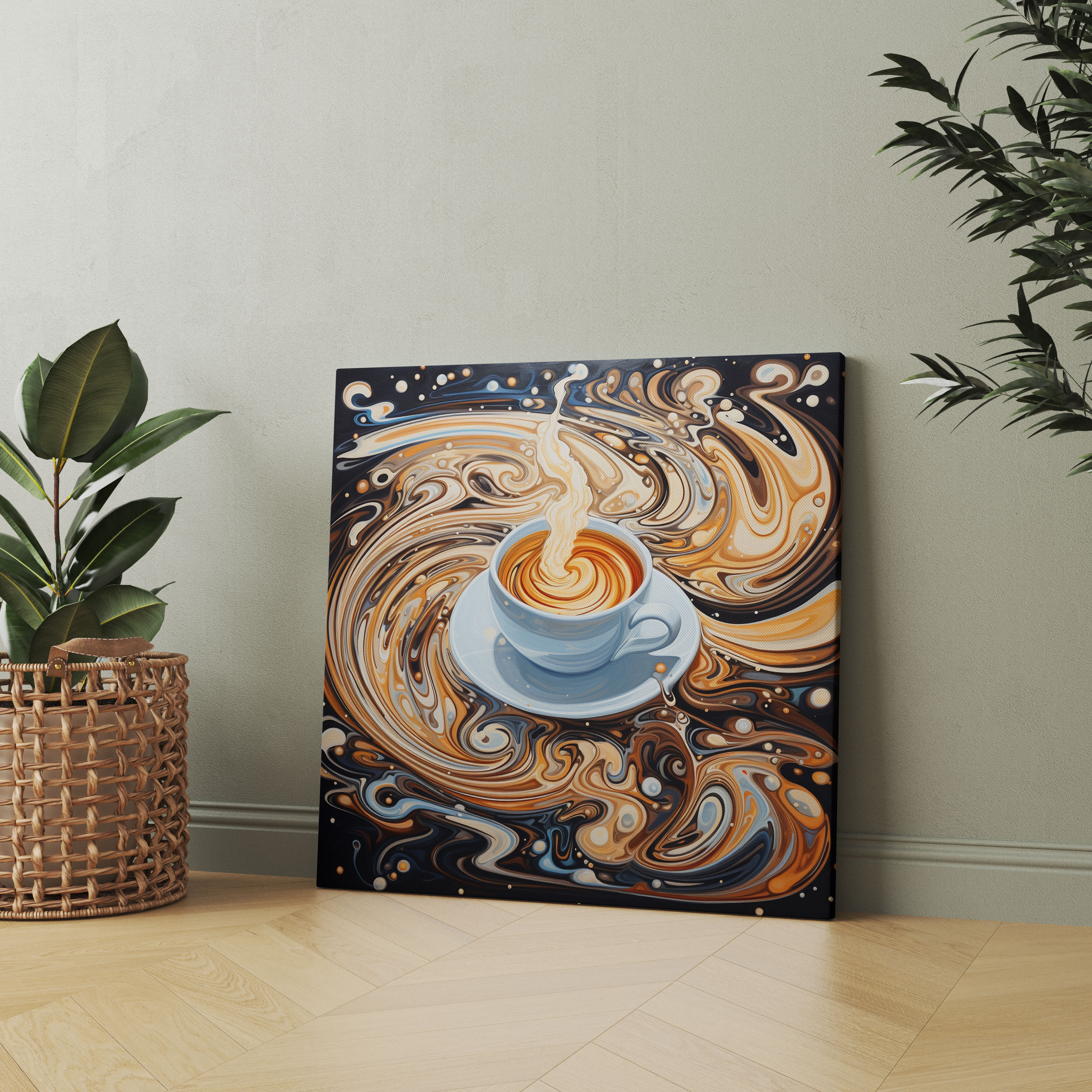 Coffee Canvas Print - Abstract Coffee Swirls Wall Art - Coffee, Home Decoration, Canvas, Coffee Swirls Wall Decoration