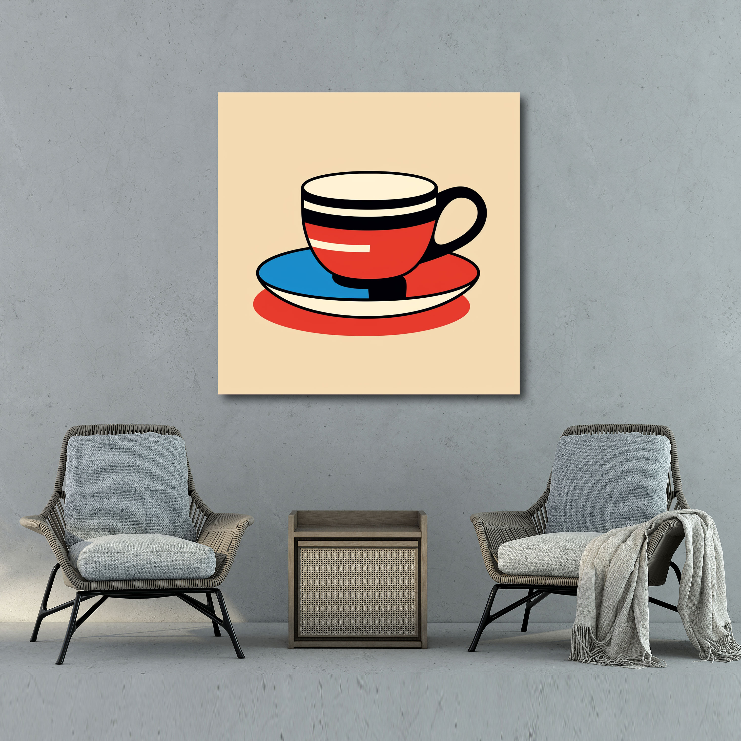 Coffee Canvas Print - Coffee, Canvas, Coffee Wall Art, Minimalistic Coffee Illustration