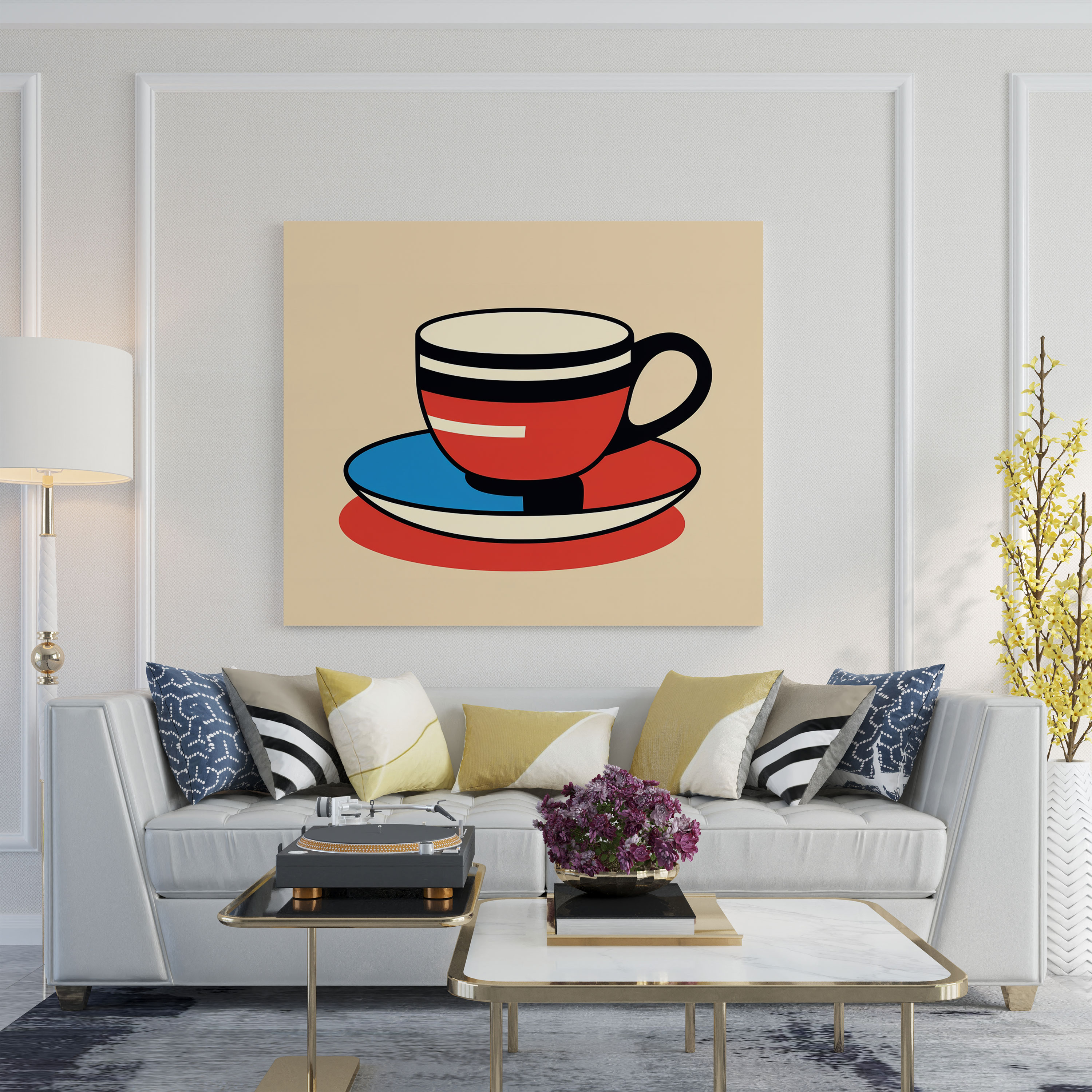Coffee Canvas Print - Coffee, Canvas, Coffee Wall Art, Minimalistic Coffee Illustration