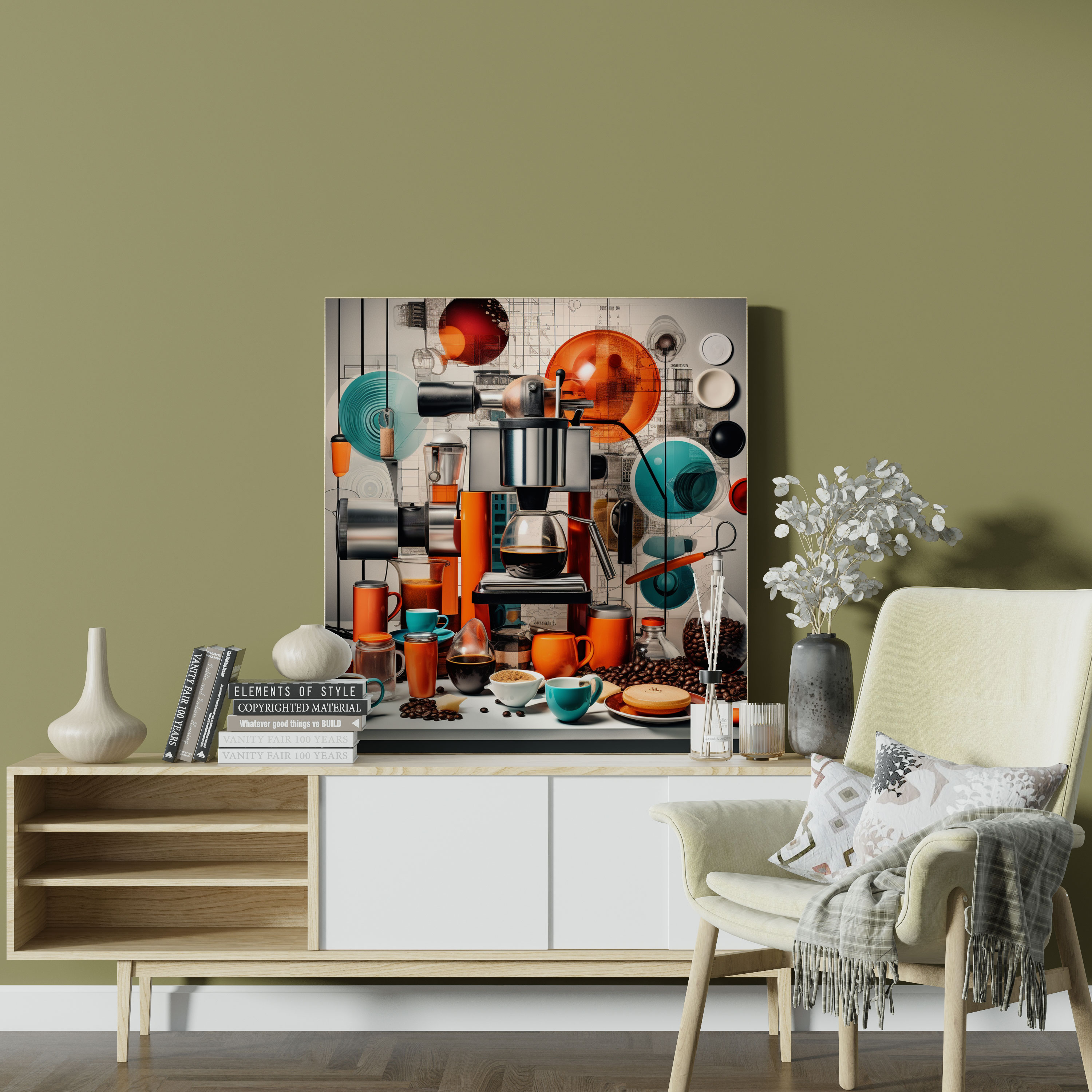 Modern Coffee Collage Canvas Print - Coffee, Eclectic Coffee Collage, Coffee Wall Decoration, Home Decoration