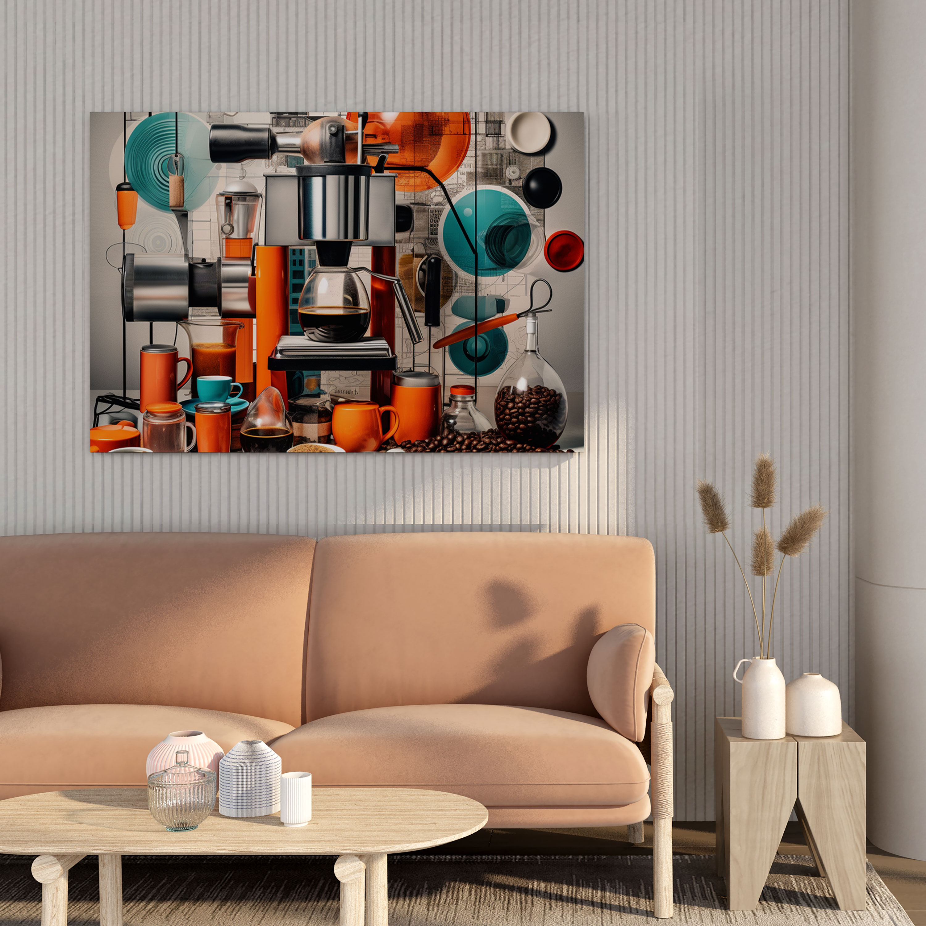 Modern Coffee Collage Canvas Print - Coffee, Eclectic Coffee Collage, Coffee Wall Decoration, Home Decoration