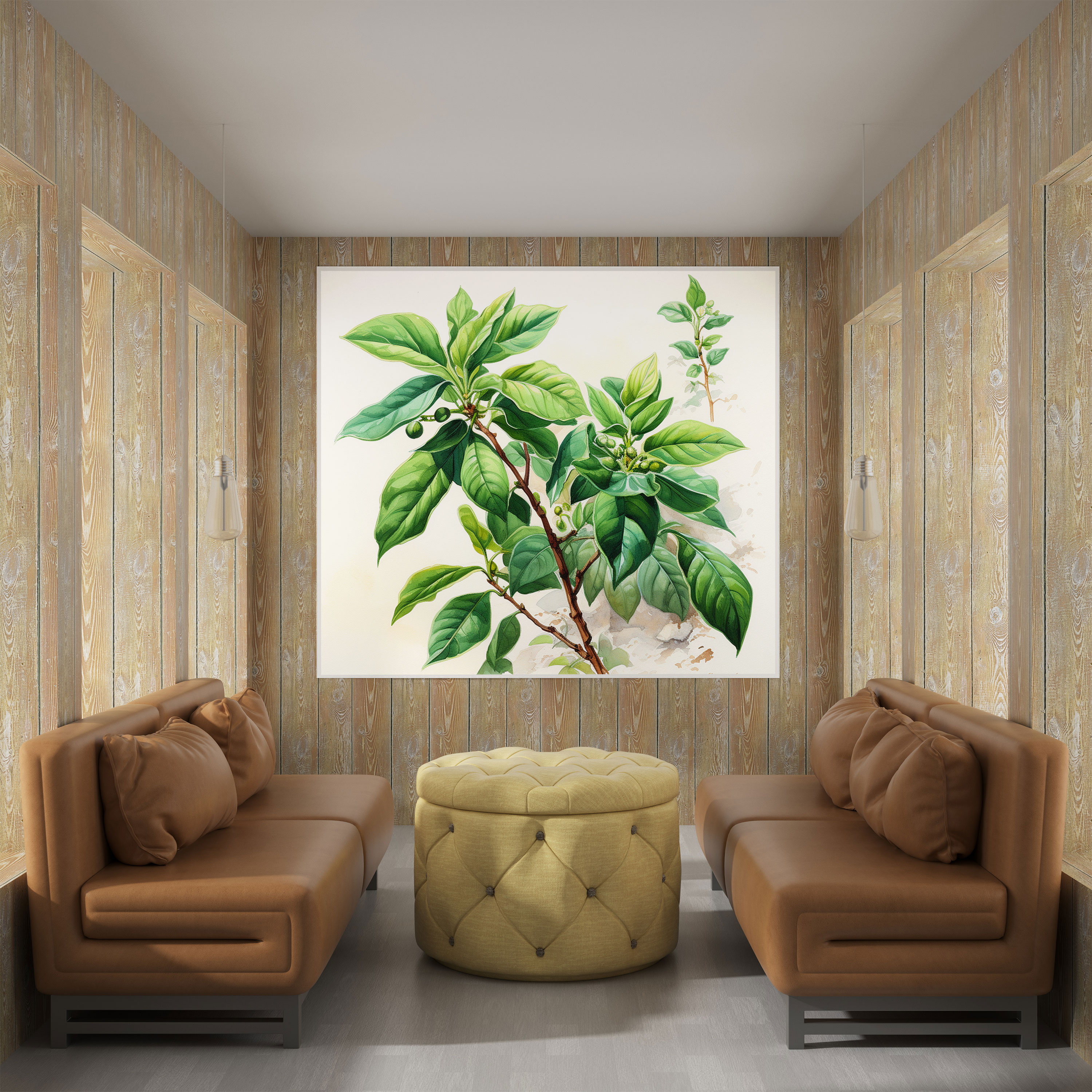 Coffee Plant Watercolor Canvas Print - Coffee, Home Decoration, Canvas, Watercolor Coffee Painting