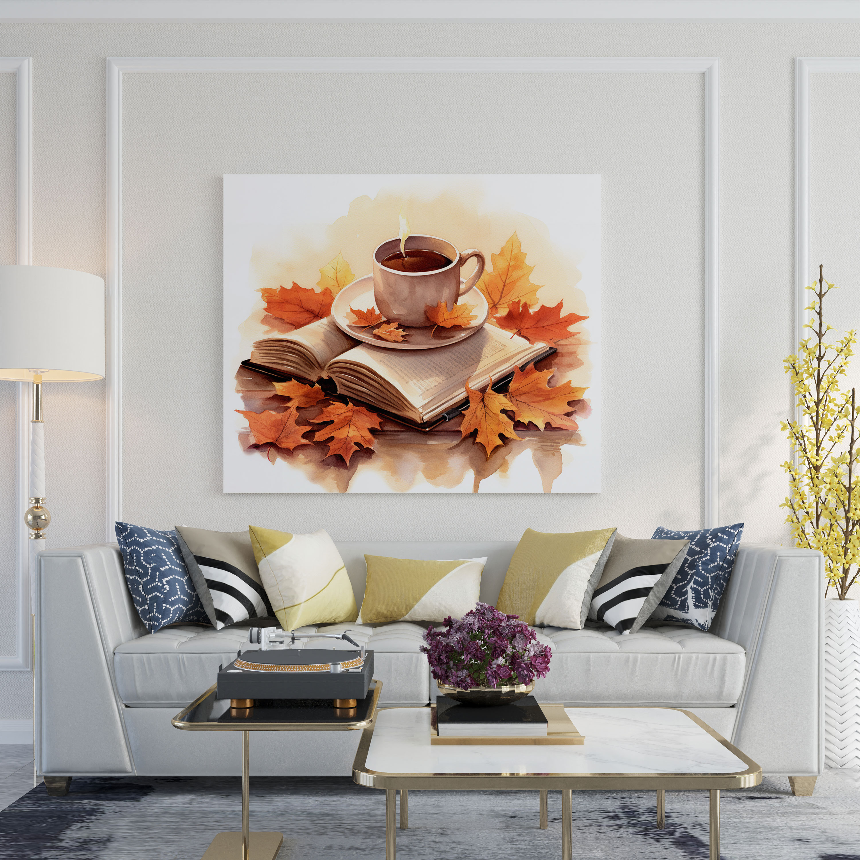 Coffee Canvas Print Wall Art - Coffee, Book, Peaceful Ambiance, Charm