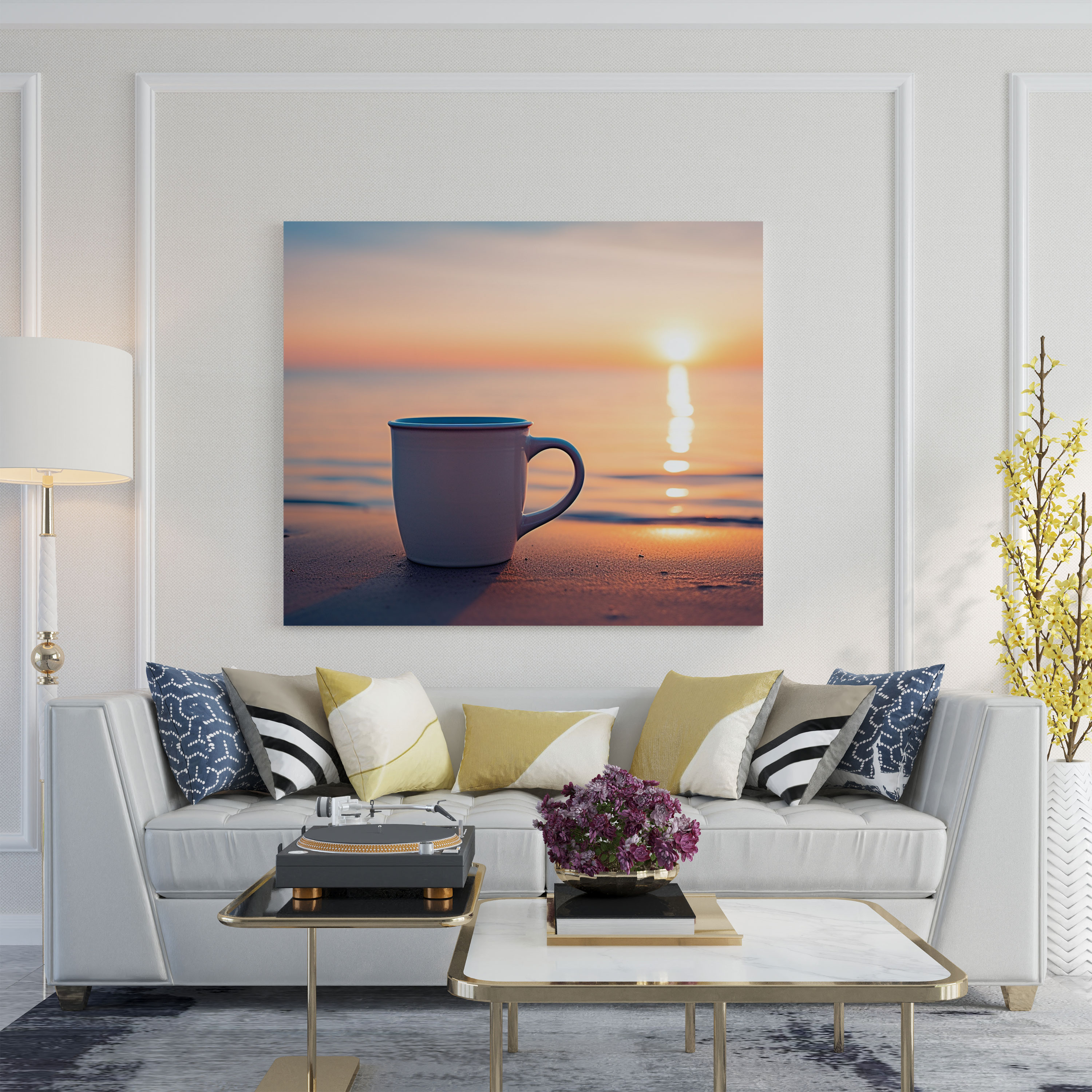 Beach Coffee Canvas Print - Coffee, Canvas, Beach Coffee Canvas Print, Tranquil Beach