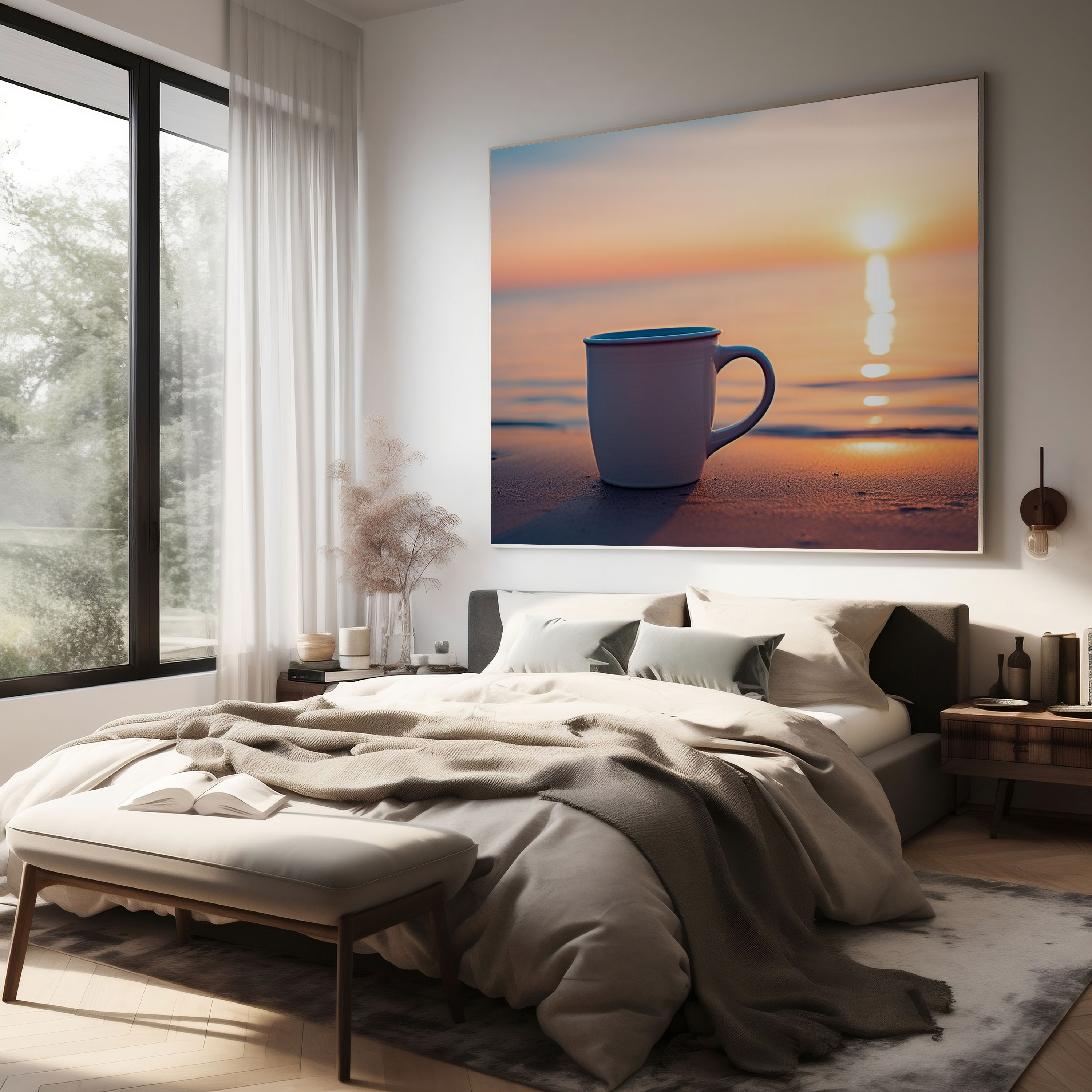 Beach Coffee Canvas Print - Coffee, Canvas, Beach Coffee Canvas Print, Tranquil Beach