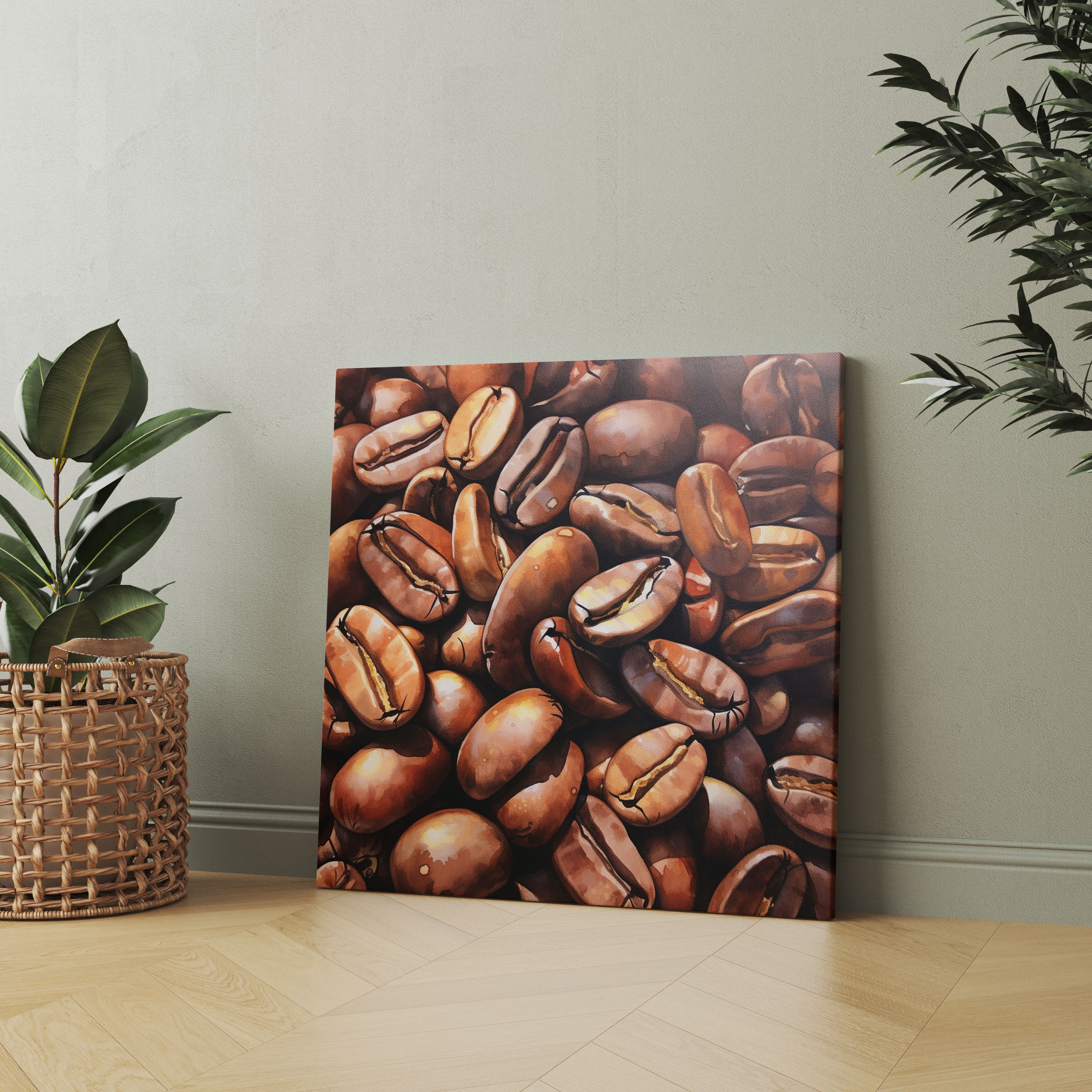 Coffee Canvas Print - Vibrant Watercolor Wall Art - Coffee, Wall Art, Canvas Wall Art, Home Decoration