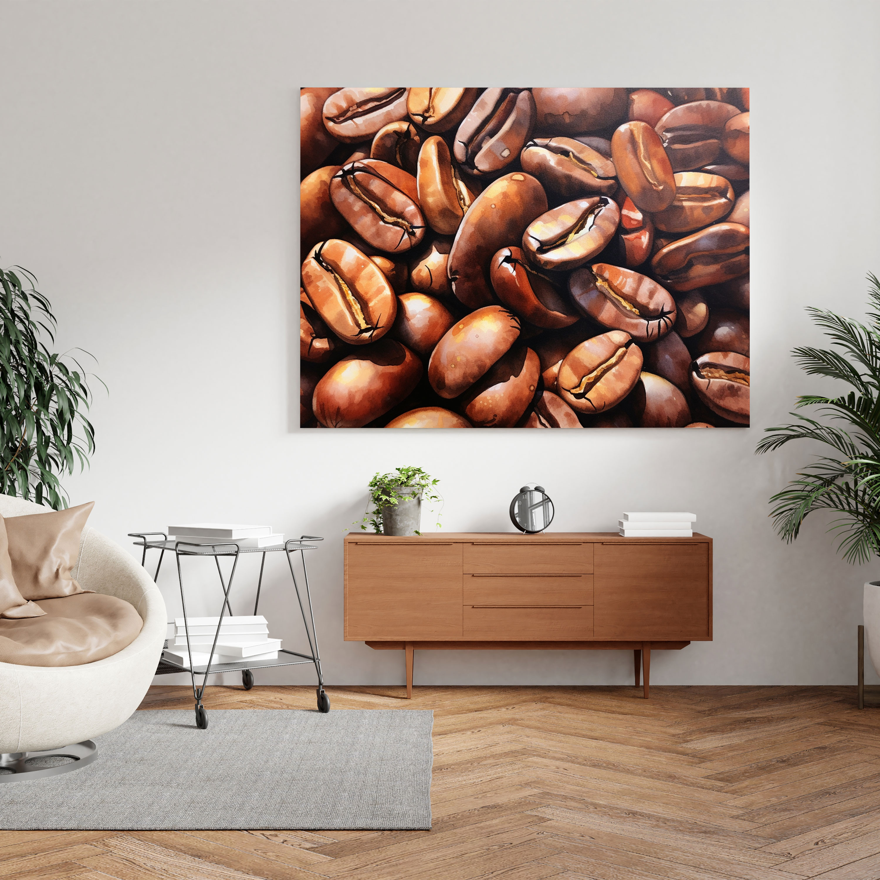 Coffee Canvas Print - Vibrant Watercolor Wall Art - Coffee, Wall Art, Canvas Wall Art, Home Decoration