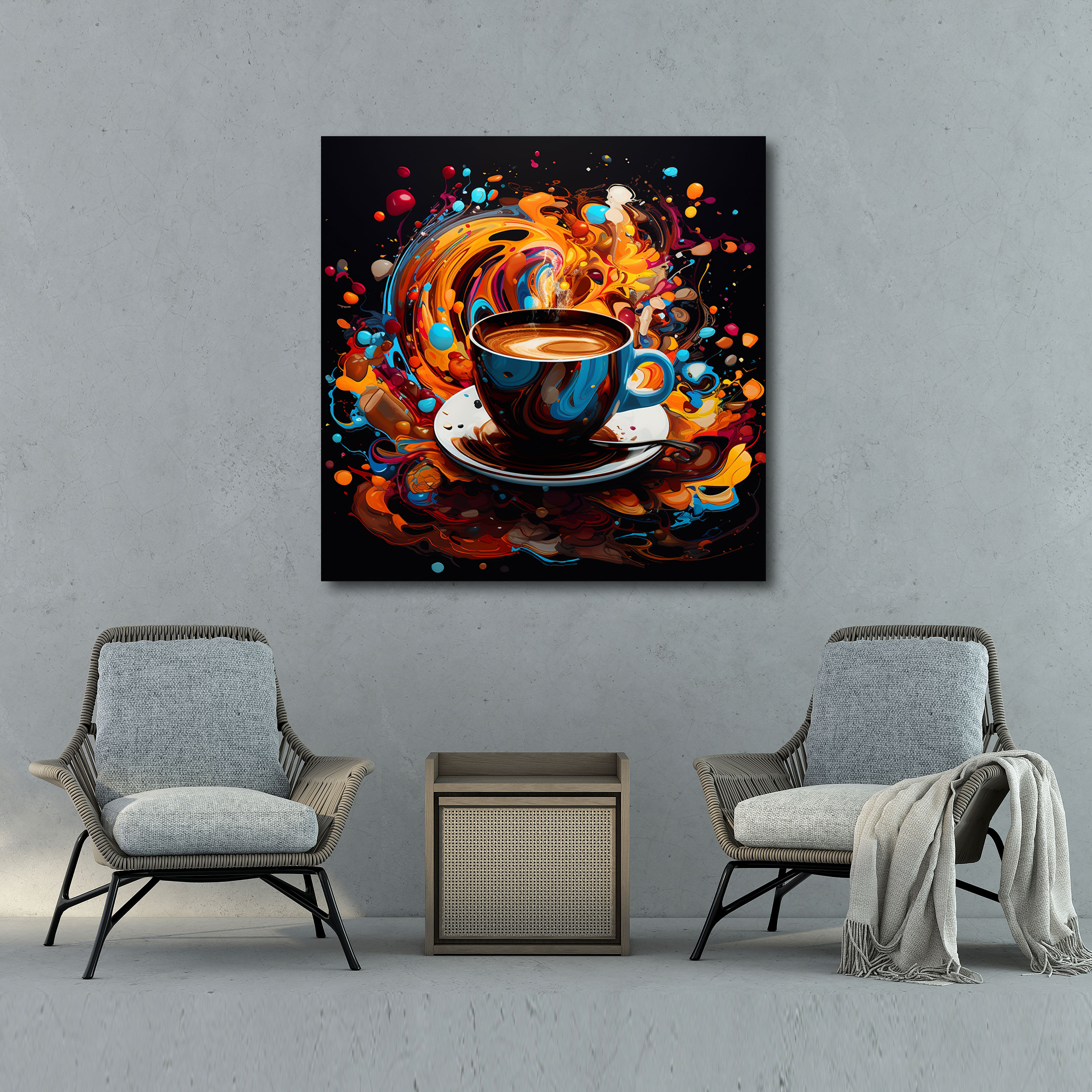 Coffee Canvas Print - Modern Digital Art Wall Decoration - Coffee, Modern, Canvas Wall Art, Coffee