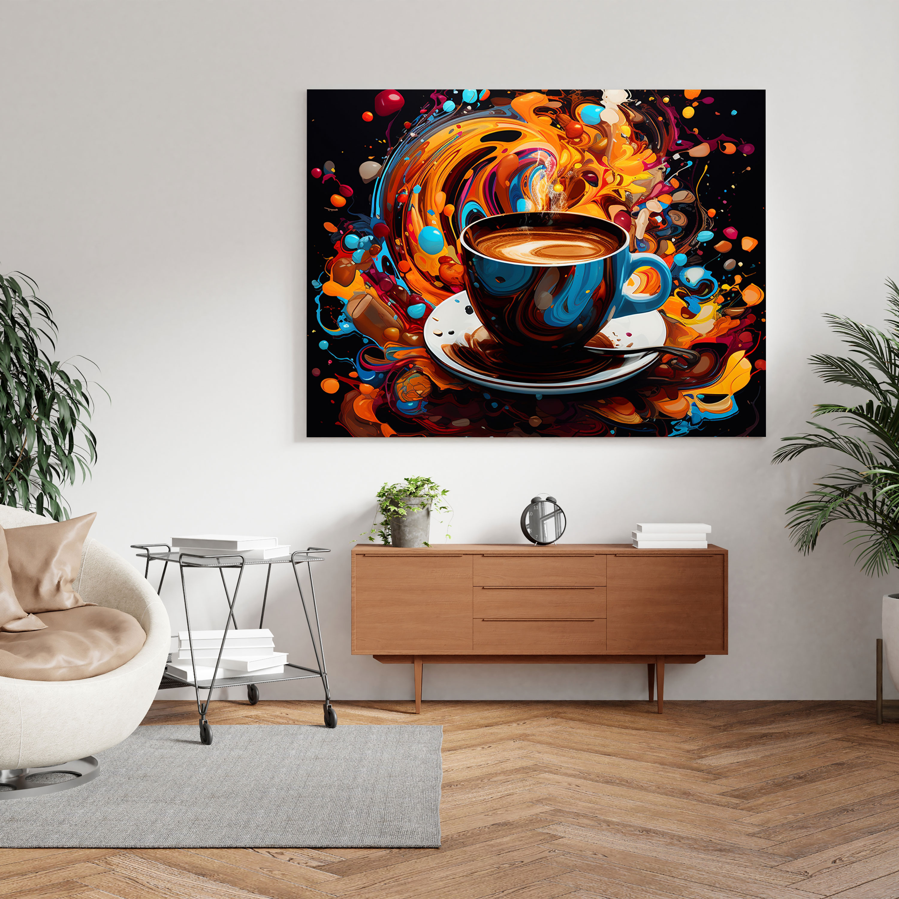 Coffee Canvas Print - Modern Digital Art Wall Decoration - Coffee, Modern, Canvas Wall Art, Coffee