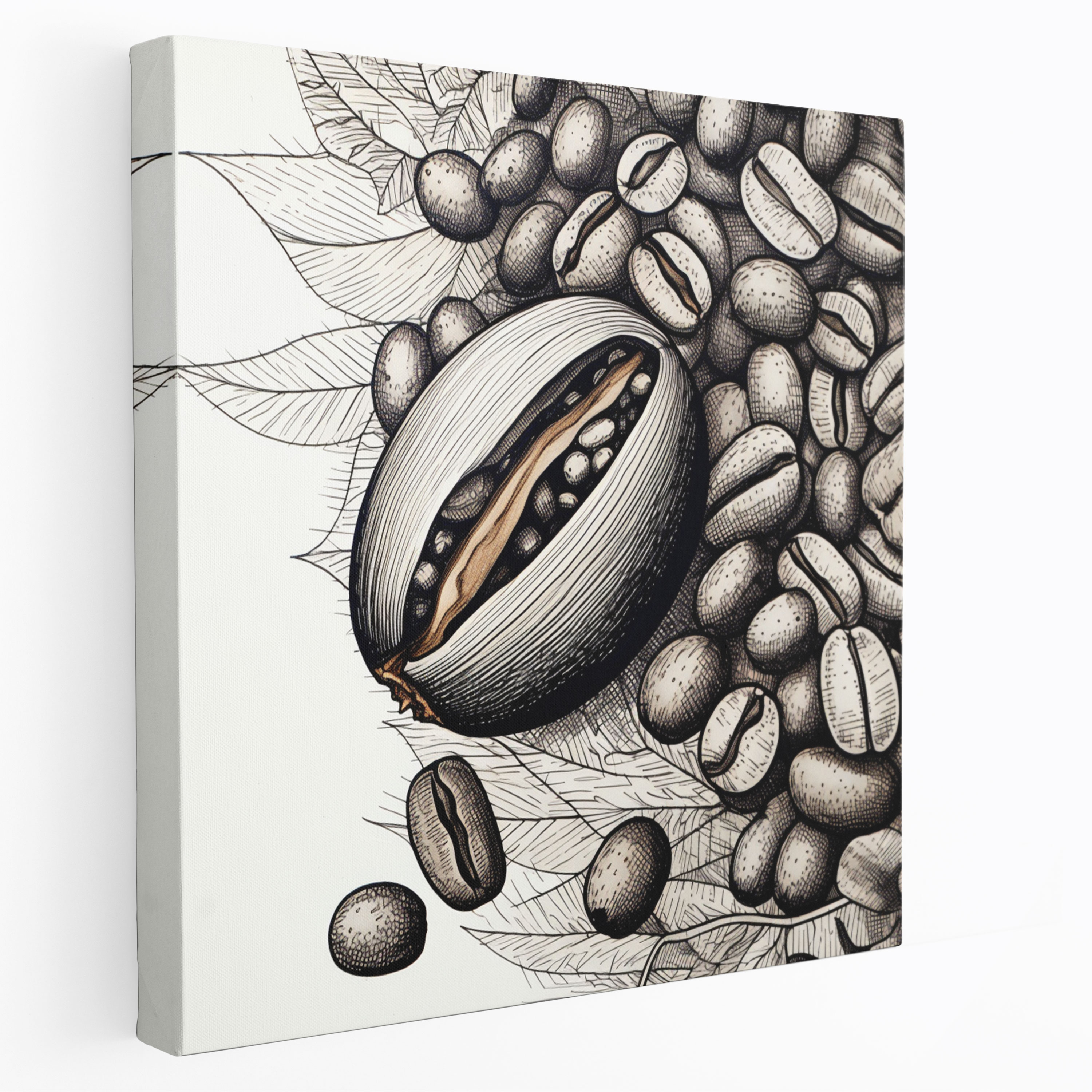 Coffee Canvas Print - Intricate Coffee Bean - Coffee, Home Decoration, Coffee Bean, Hand-Drawn
