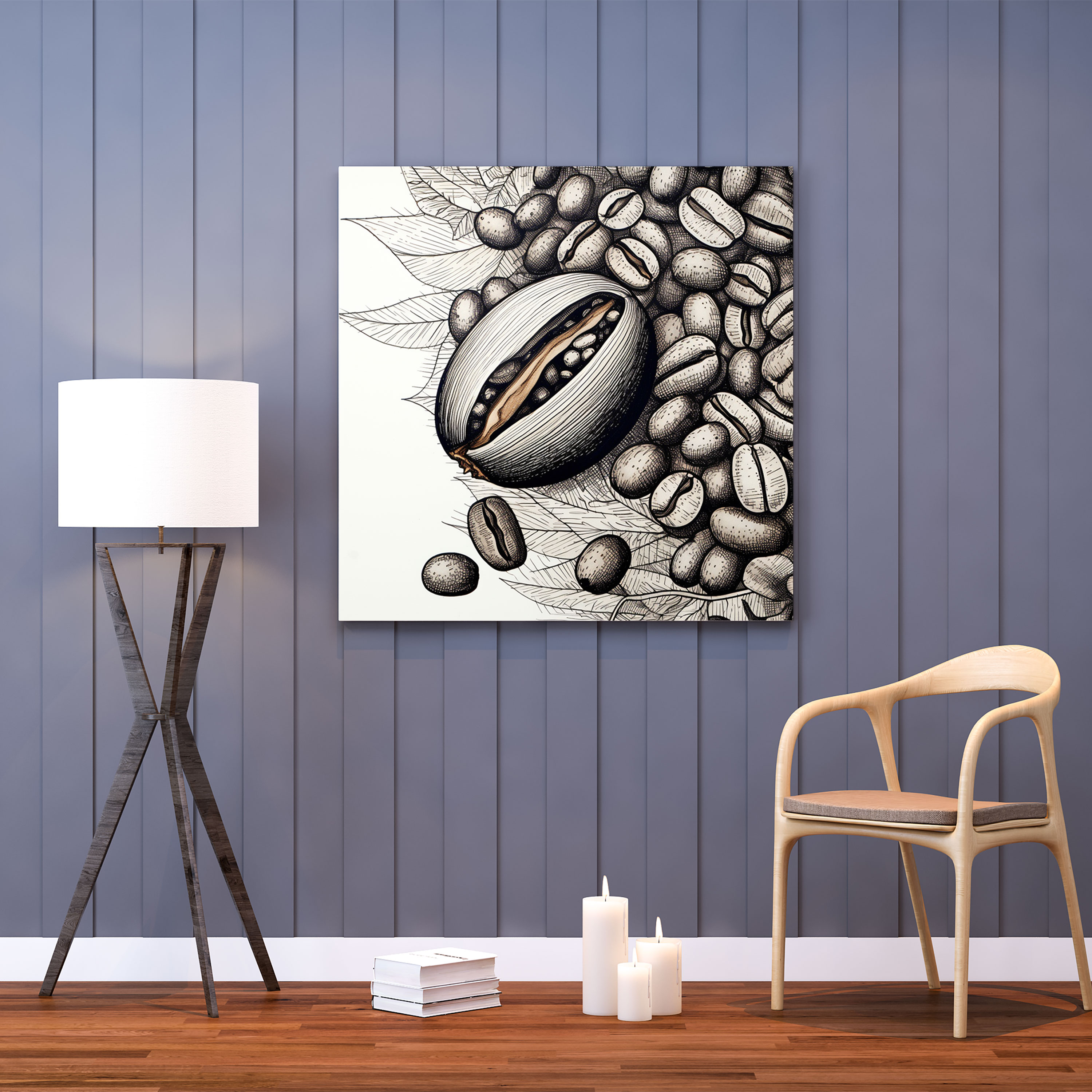 Coffee Canvas Print - Intricate Coffee Bean - Coffee, Home Decoration, Coffee Bean, Hand-Drawn