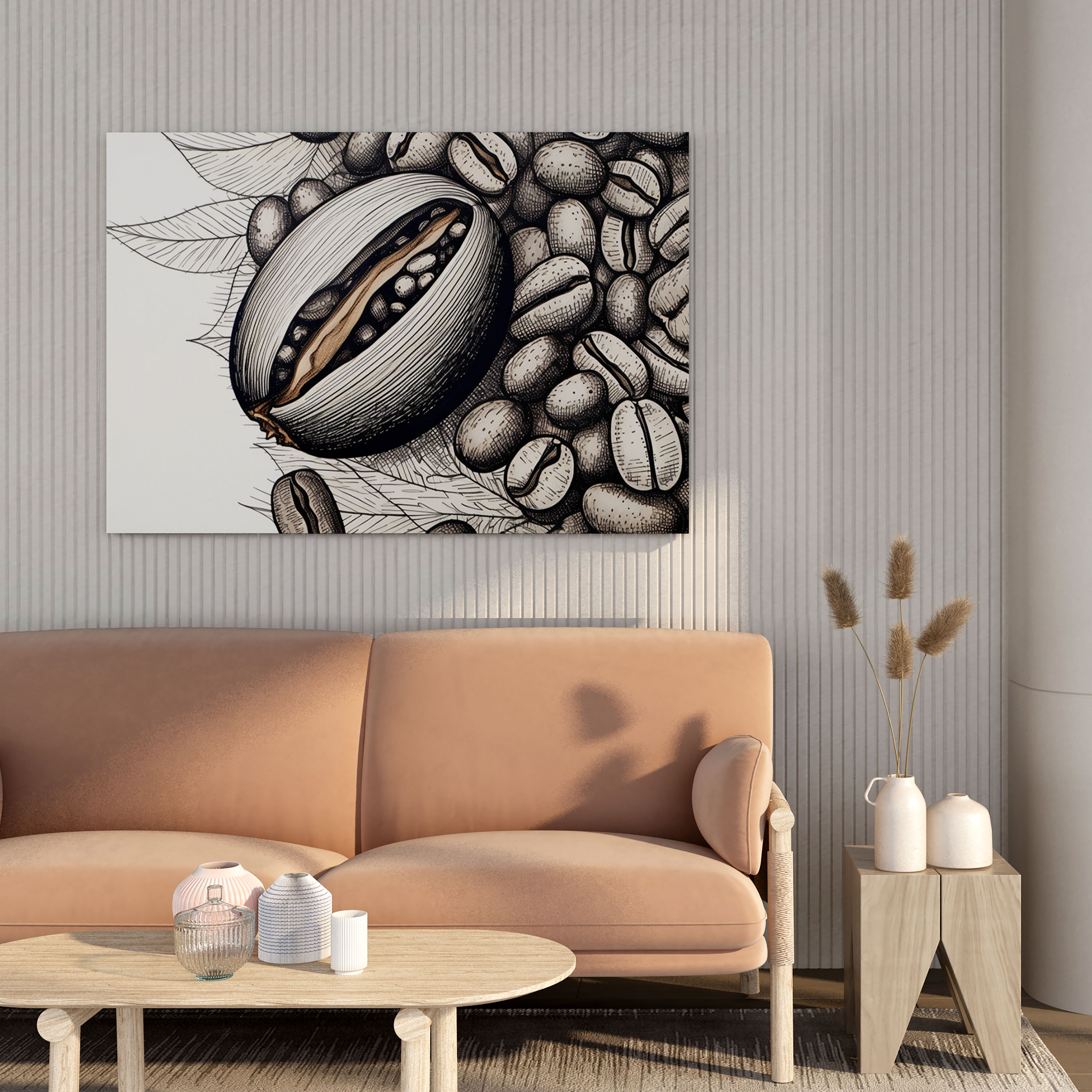 Coffee Canvas Print - Intricate Coffee Bean - Coffee, Home Decoration, Coffee Bean, Hand-Drawn