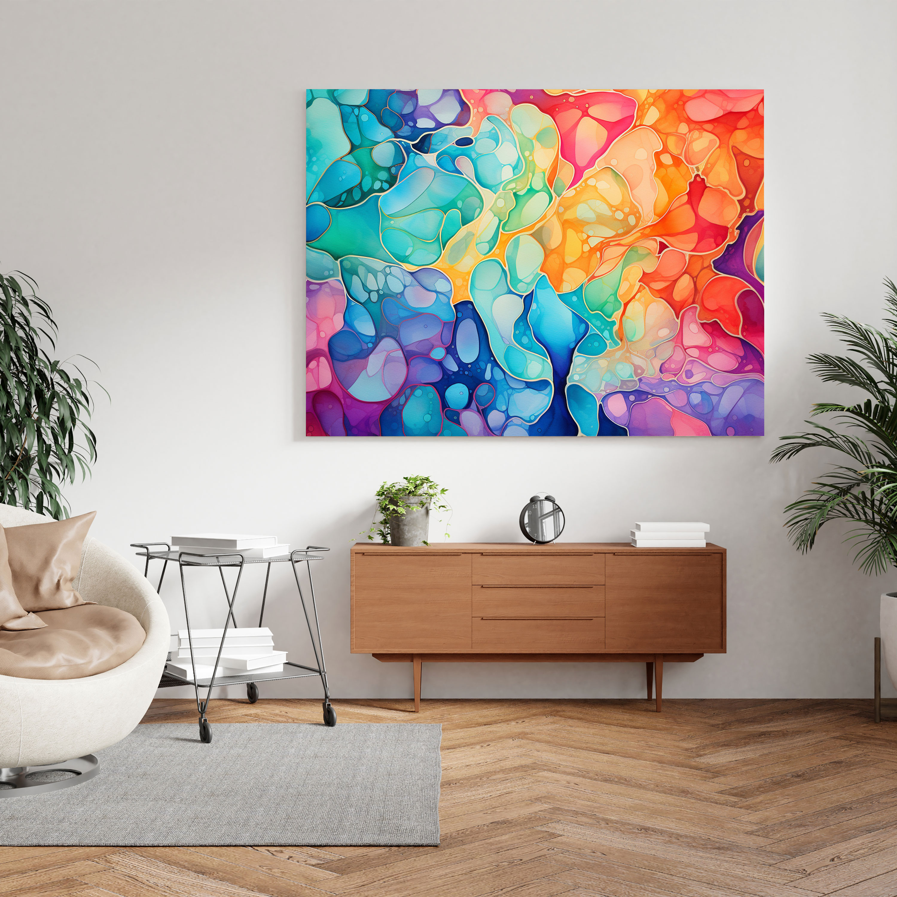 Cool Abstract Watercolor Canvas Print - Cool, Home Decoration, Vibrant Colors, Wall Art