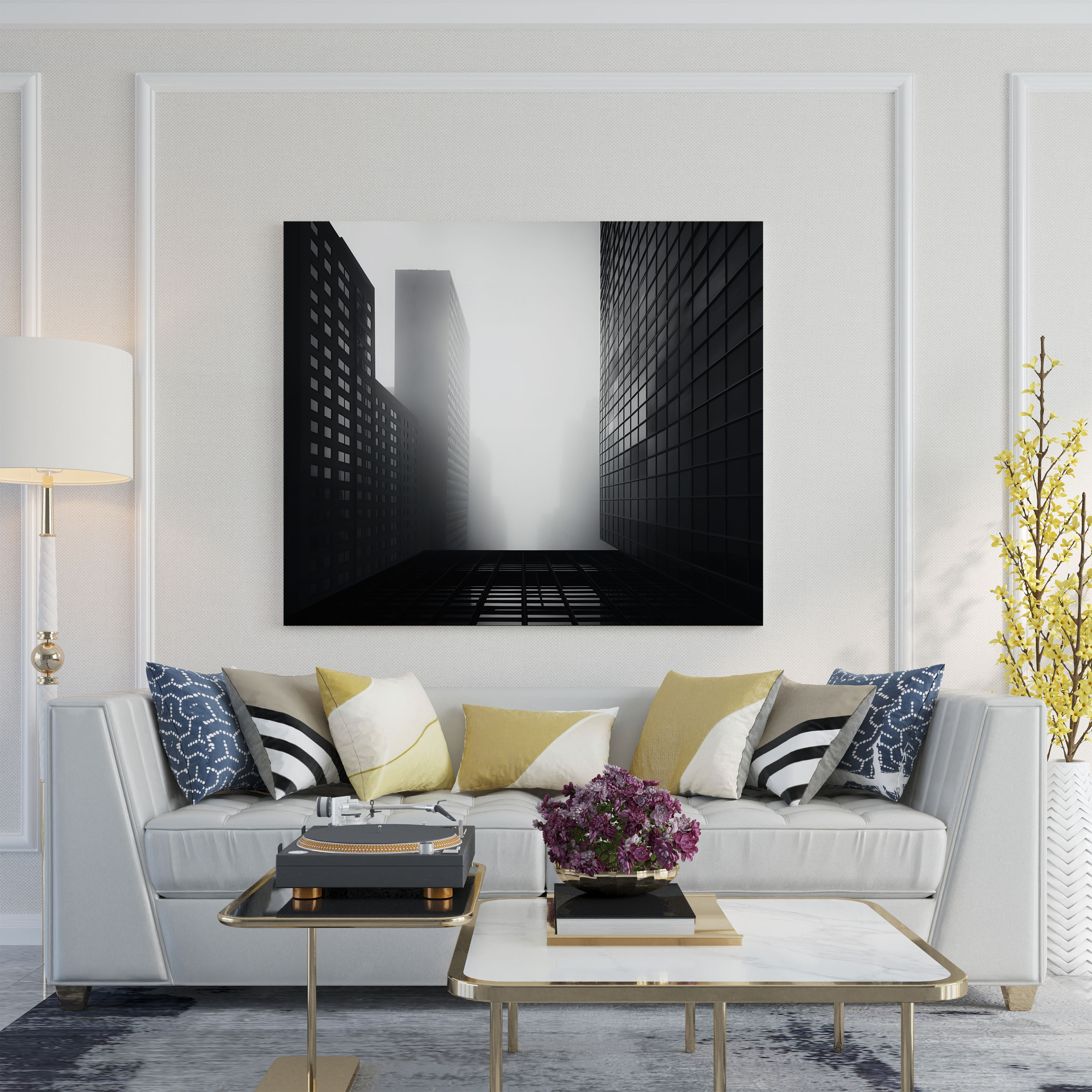 Cool Minimalist Cityscape Canvas Print - Cool, Cool, Contemporary, Wall Decoration