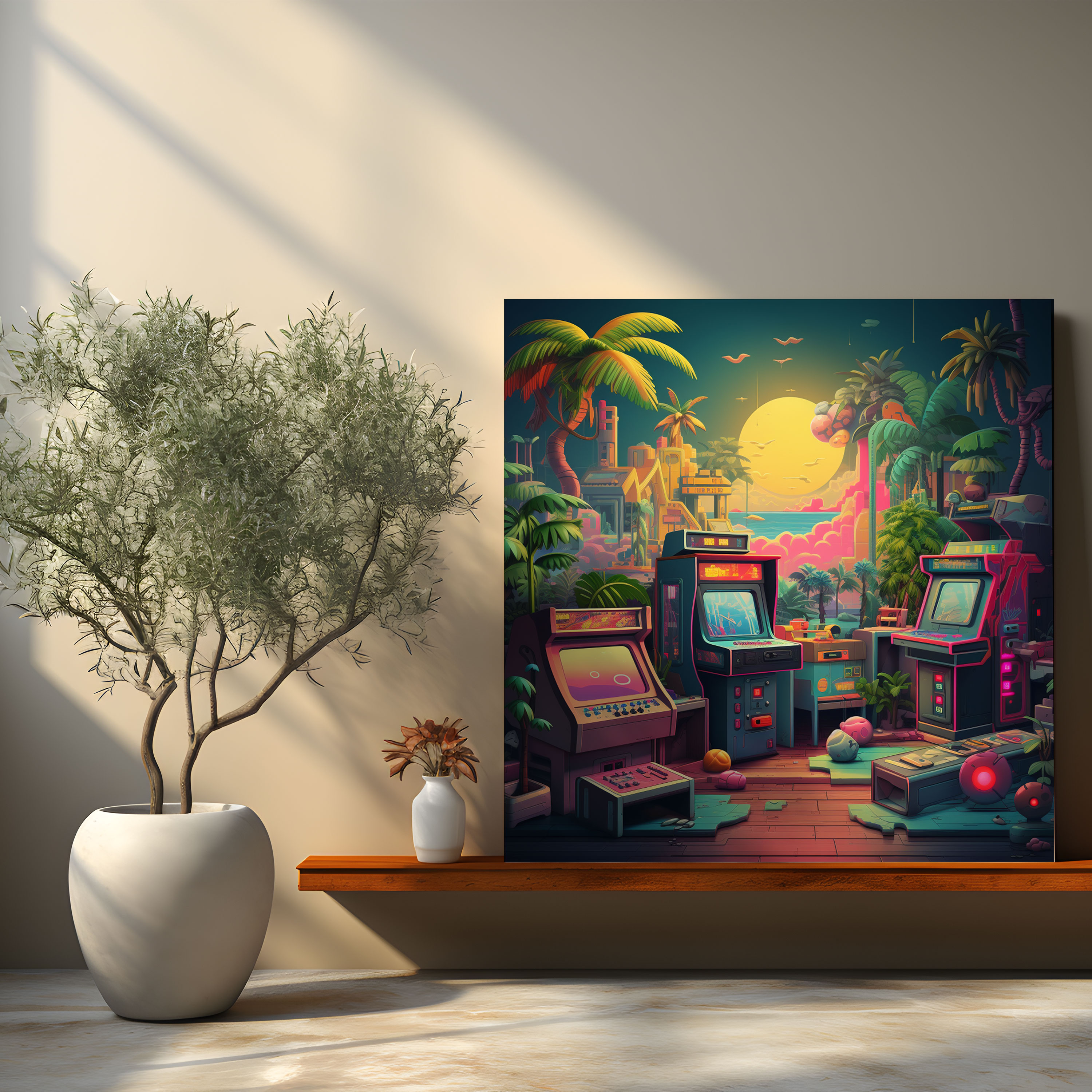 Cool Retro Arcade Canvas Print - Cool, Pixelated Characters, Home Decoration, Wall Art