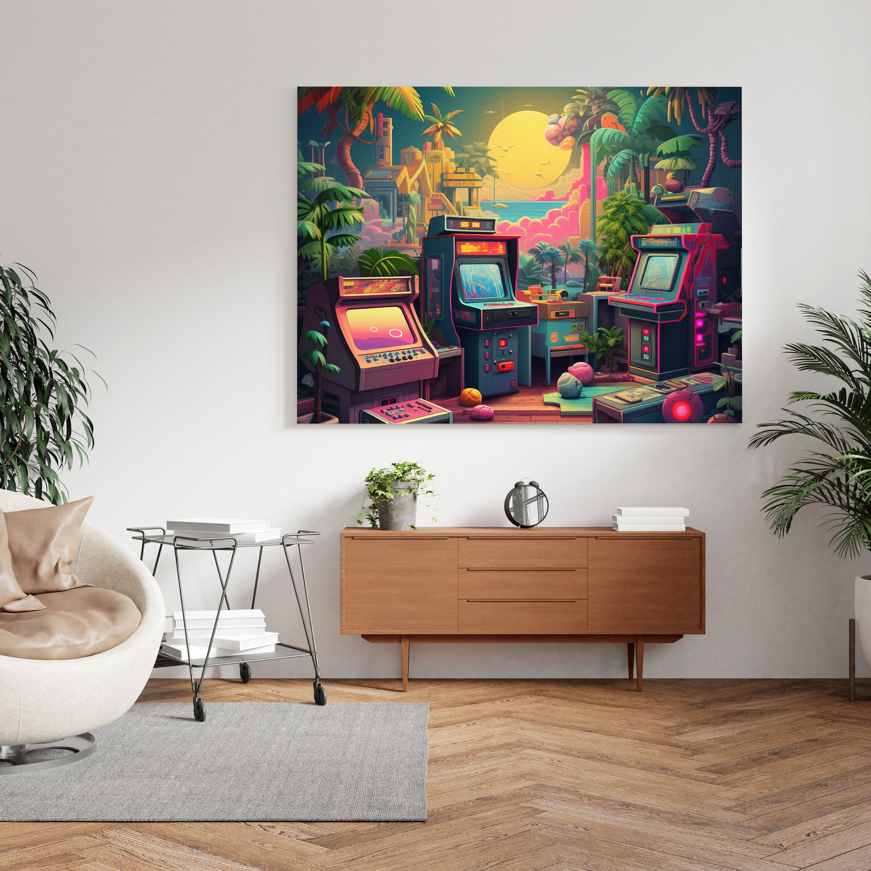 Cool Retro Arcade Canvas Print - Cool, Pixelated Characters, Home Decoration, Wall Art