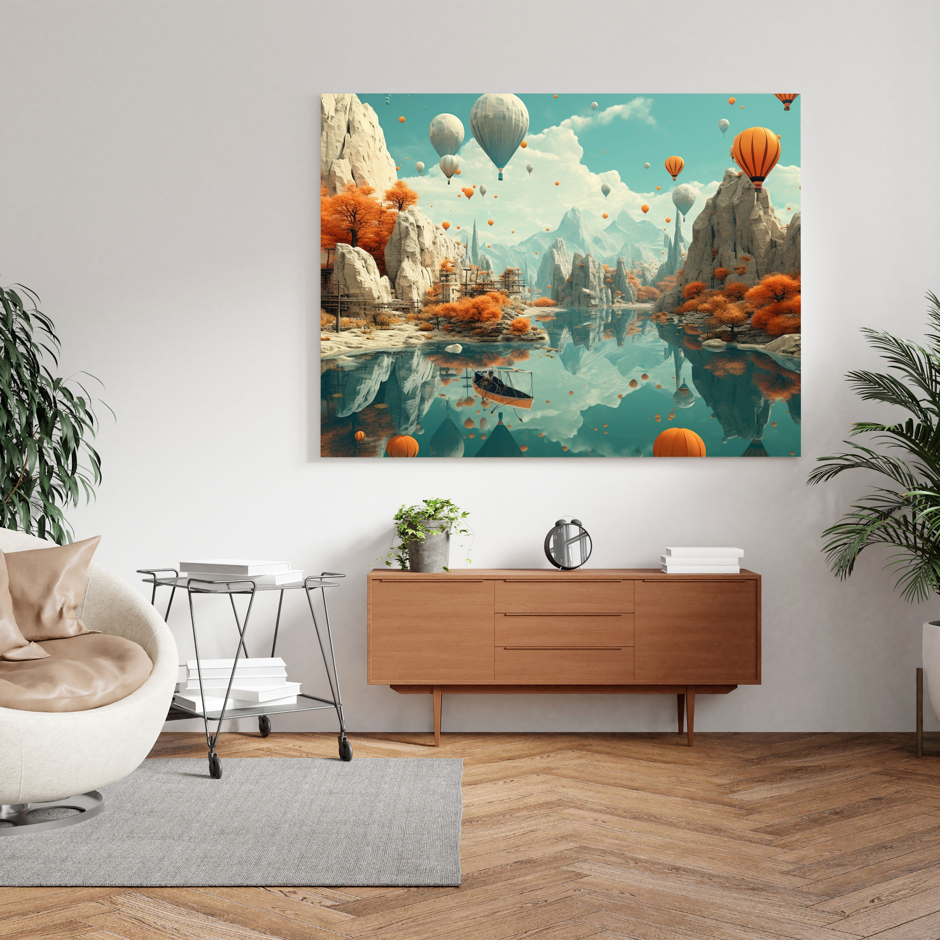 Surreales Traumland Leinwandbild - Wandkunst Traumhafte Landschaft Visuell Beeindruckende Darstellung