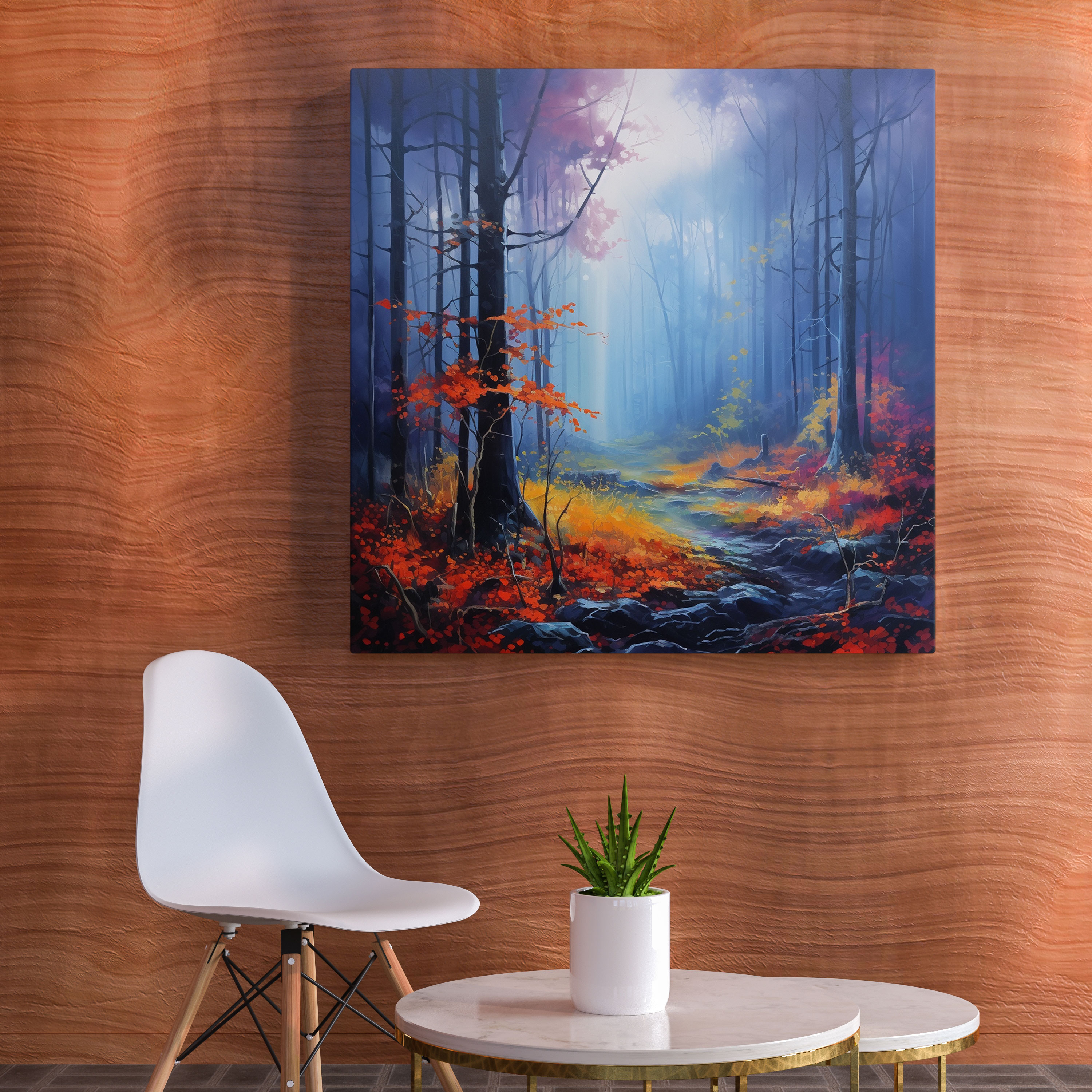 Herbstwald Wandkunst - Ruhe lebendige Herbstfarben Natur
