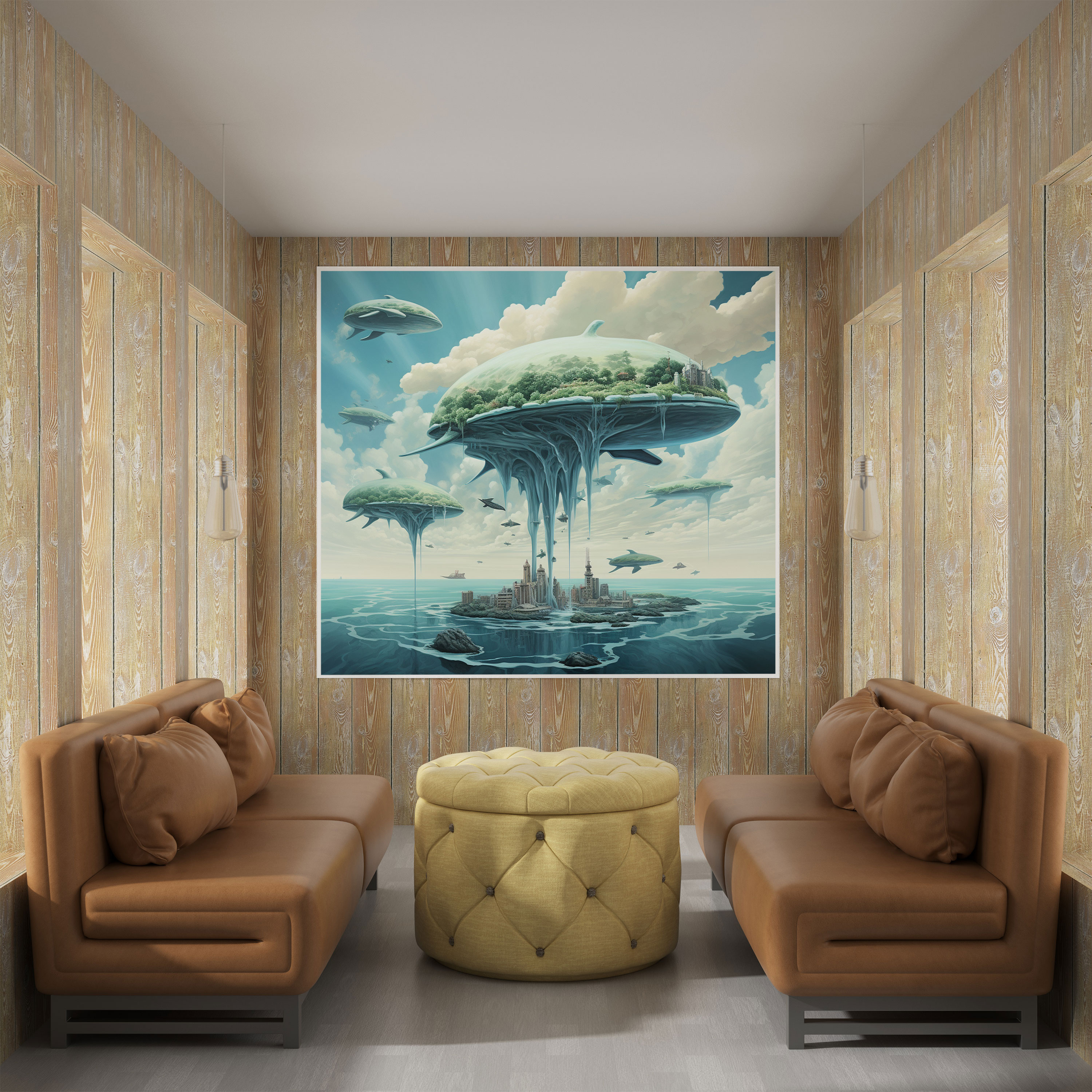 Stilvolles Leinwandbild: Surreale blaue Landschaft - Stilvoll Leinwand Wandkunst Stilvoll Surreal
