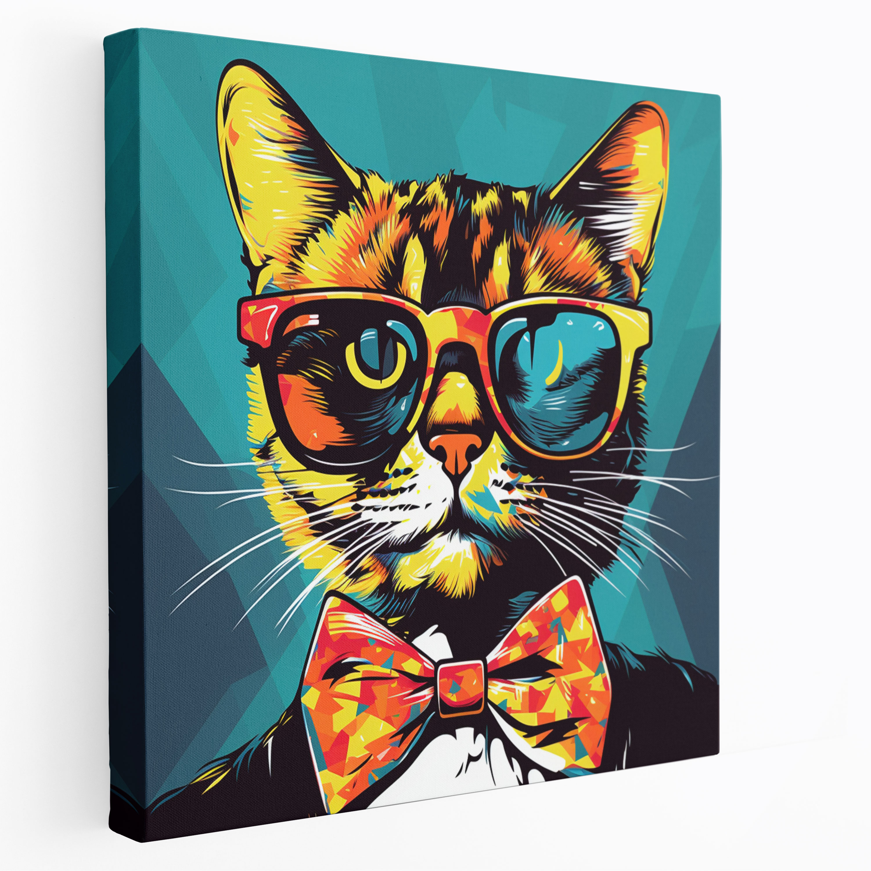 Trendiges Wandkunstwerk: Verspielte Sonnenbrillen-Katze - Stilvolles Wohnaccessoire Leinwandbild