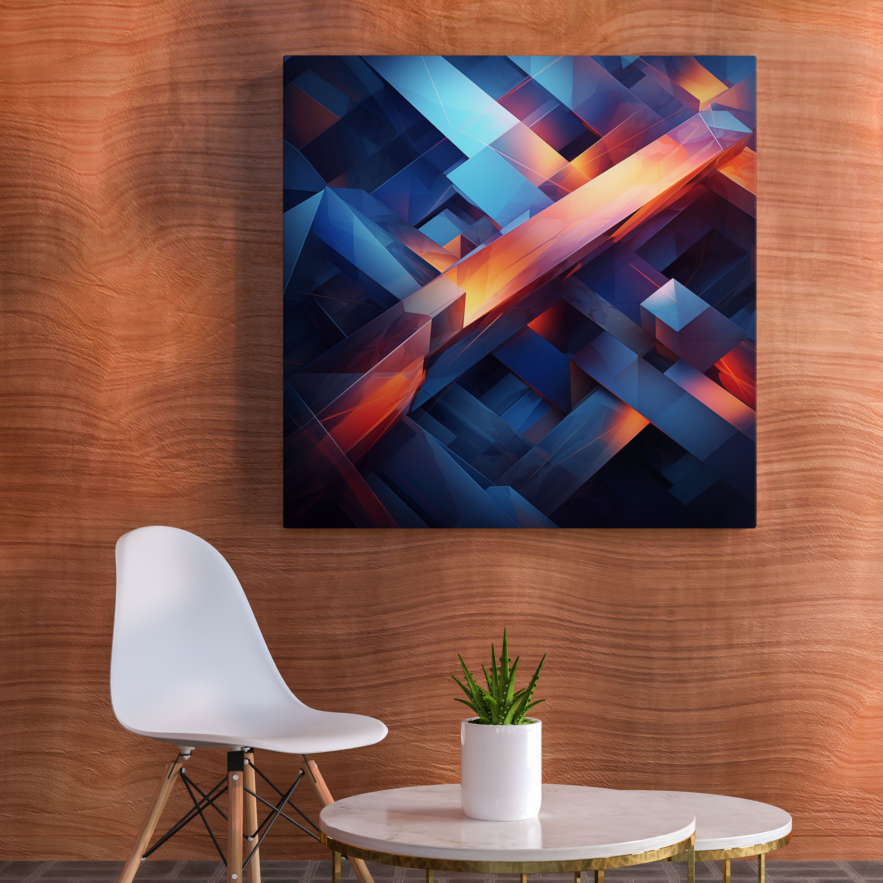 Moderne Wandkunst: Futuristische geometrische Komposition - Moderne futuristische Komposition Leinwandbild Wanddekoration