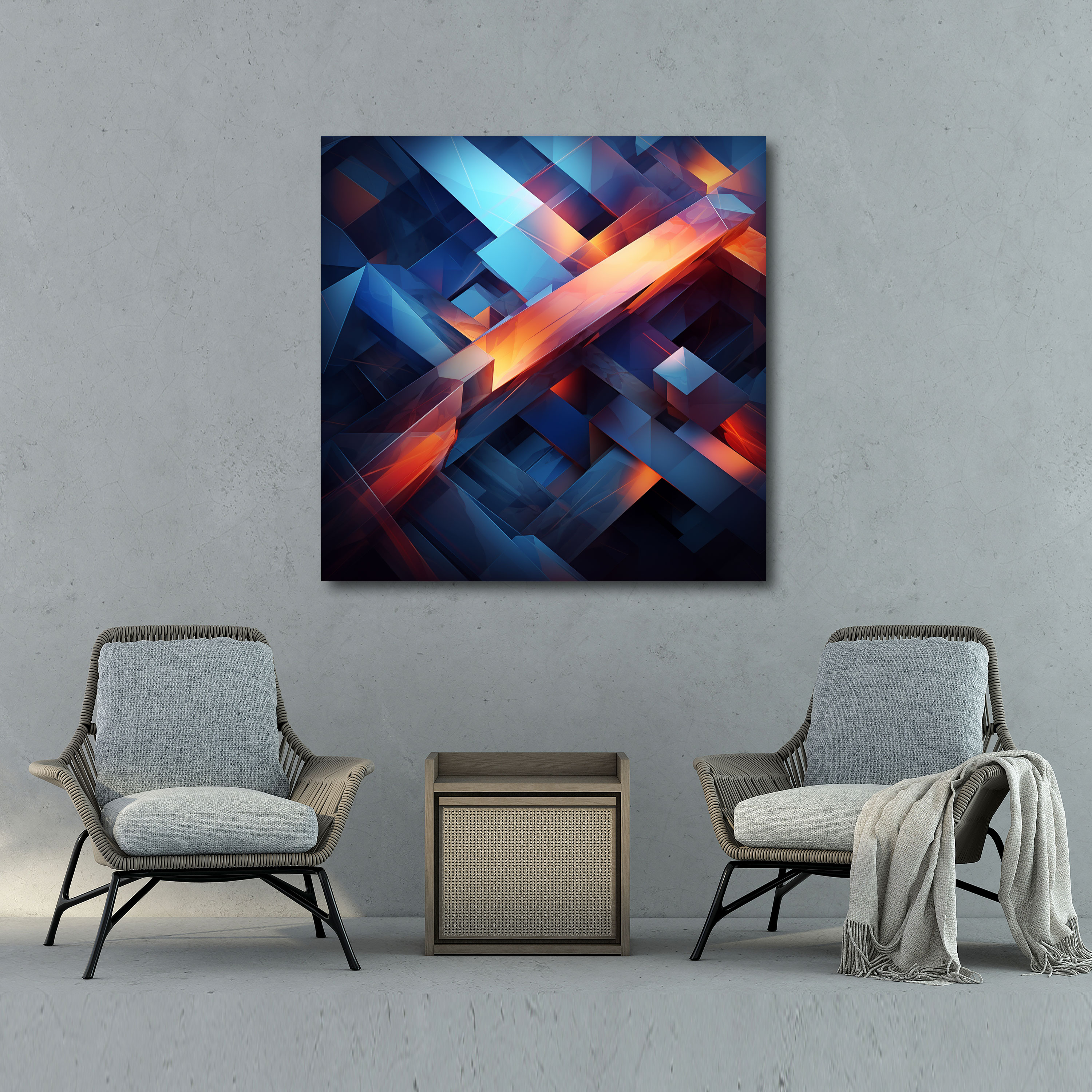 Moderne Wandkunst: Futuristische geometrische Komposition - Moderne futuristische Komposition Leinwandbild Wanddekoration