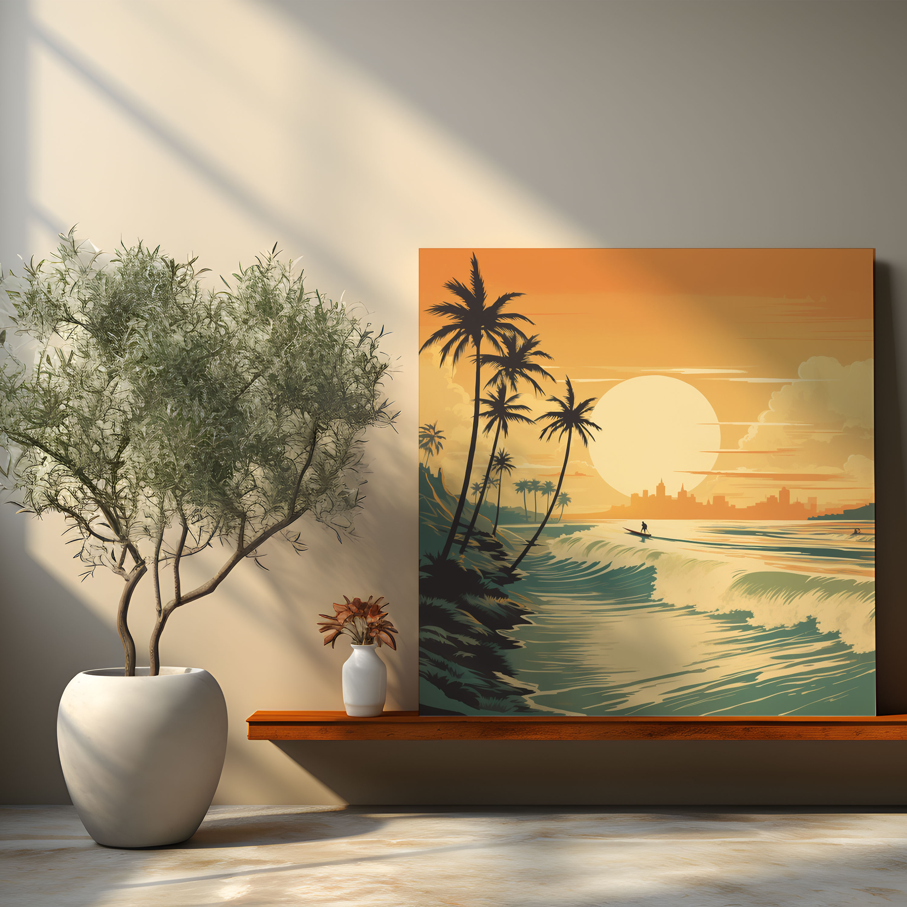 Coole Leinwandbilder: Retro Surf Szene - Wandkunst Leinwandbild Wanddekoration