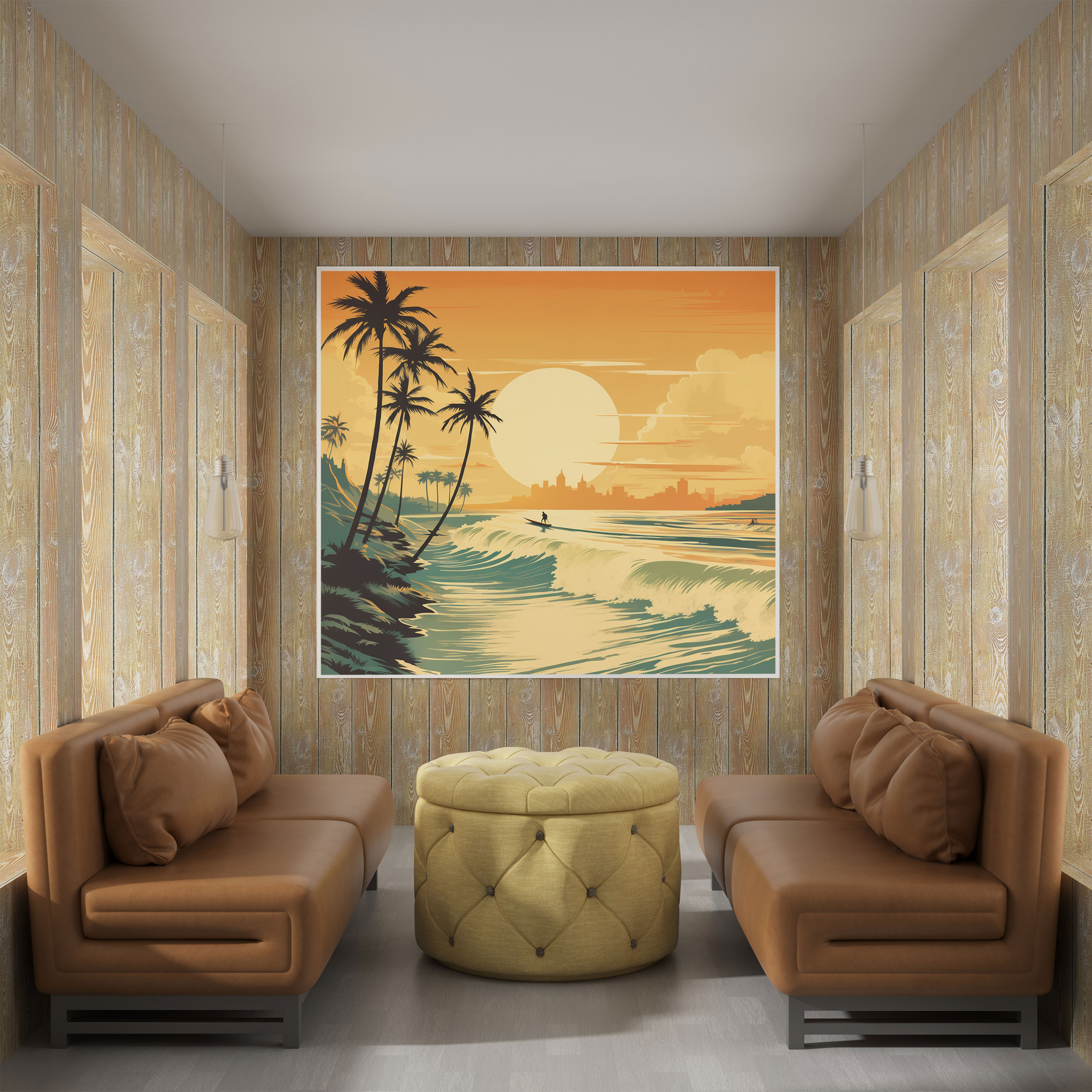 Coole Leinwandbilder: Retro Surf Szene - Wandkunst Leinwandbild Wanddekoration
