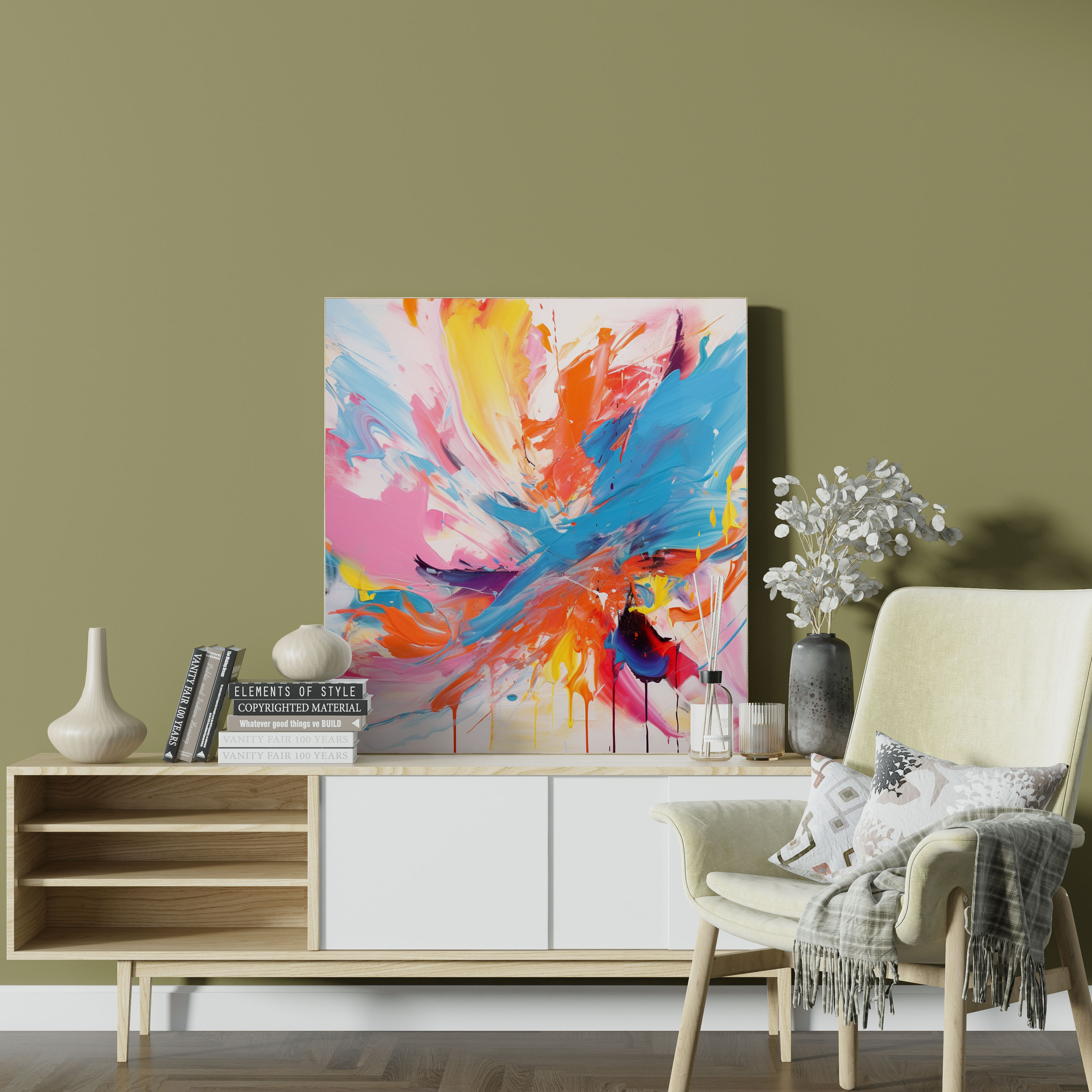 Cool Canvas Print: Expressive Frenzy - Cool, Wall Art, Canvas Wall Art, Vibrant Colors