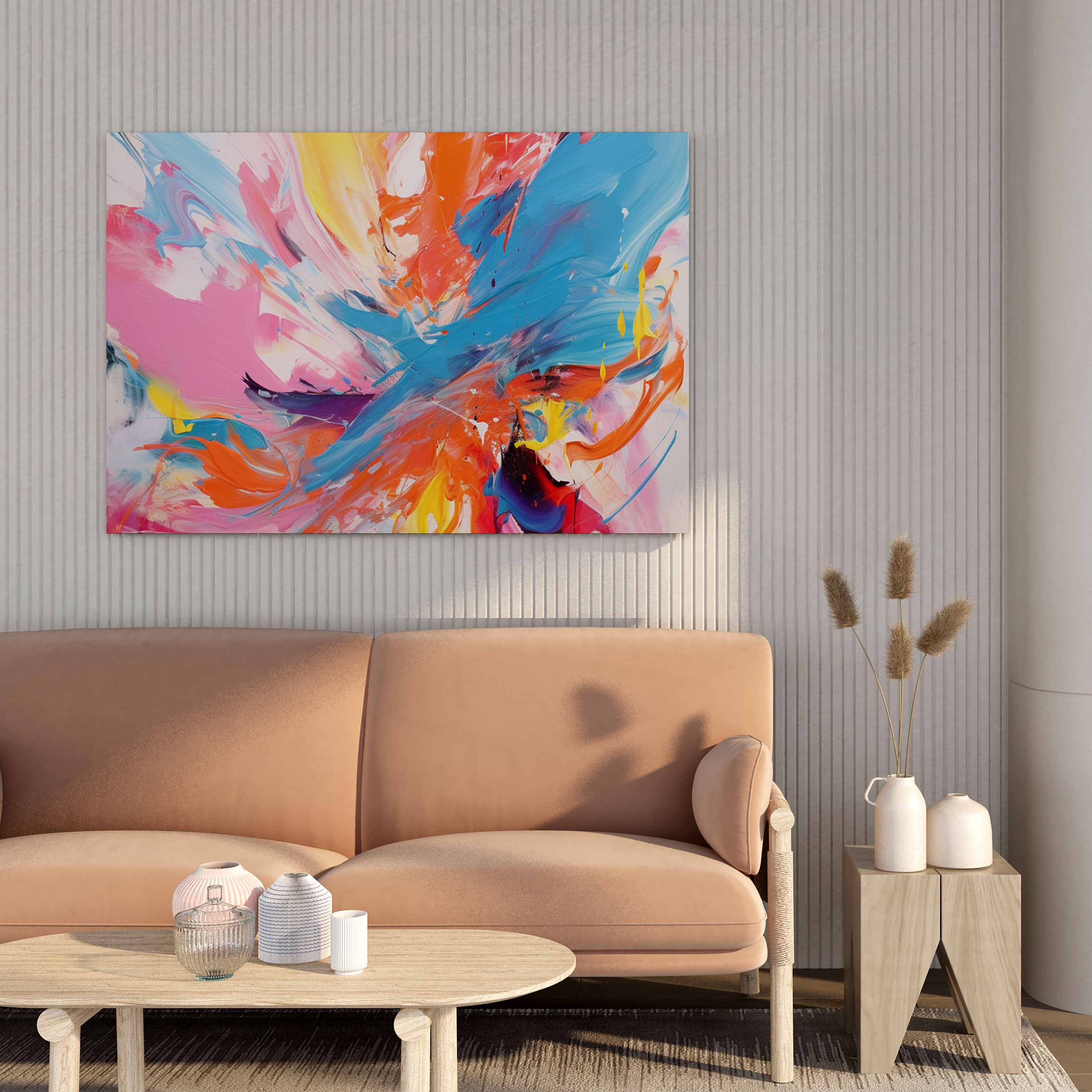 Cool Canvas Print: Expressive Frenzy - Cool, Wall Art, Canvas Wall Art, Vibrant Colors