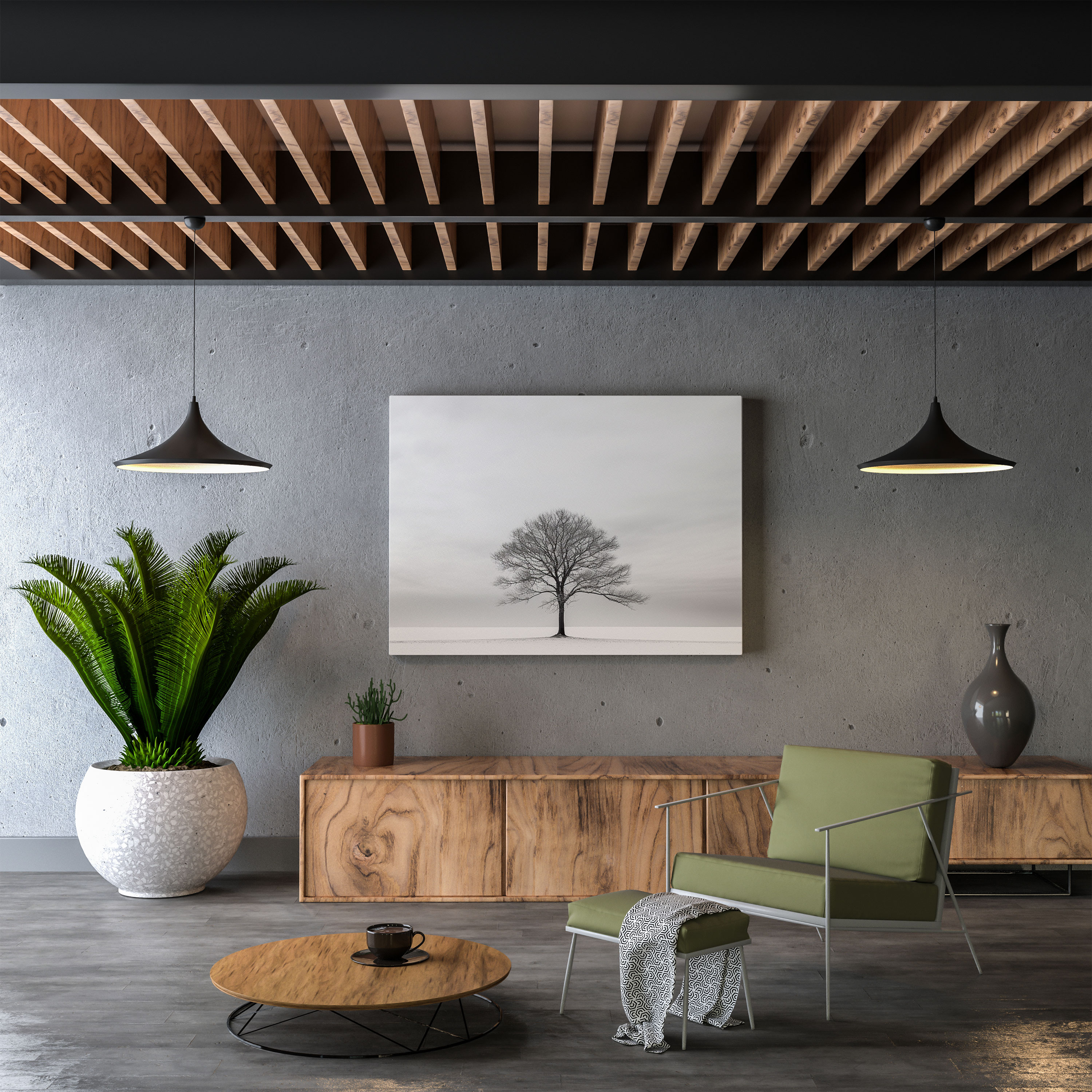 Cool Minimalist Canvas Print - Cool, Lone Tree, Minimalist, Wall Decoration