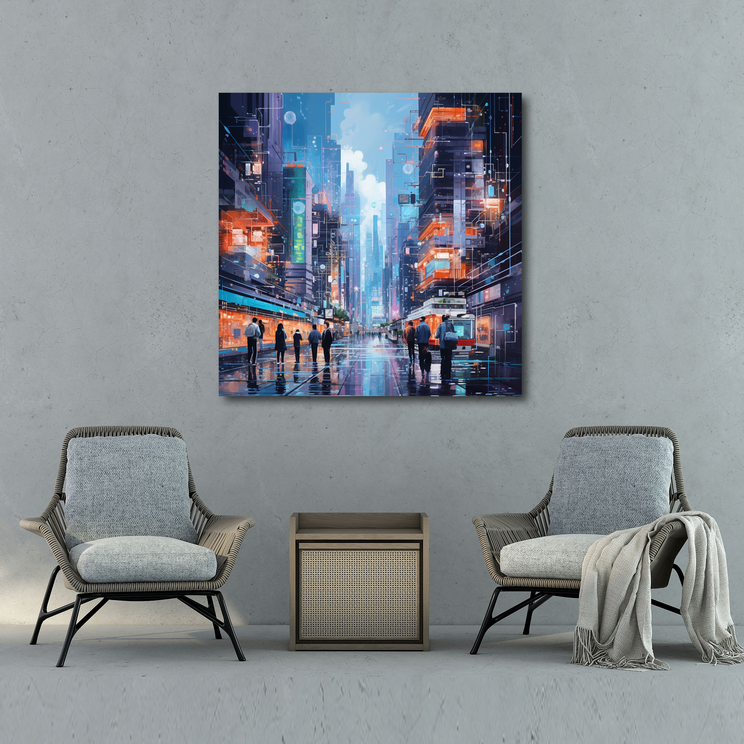 Cool Futuristic City Canvas Print - Cool, Canvas, Cool, Cityscape Painting