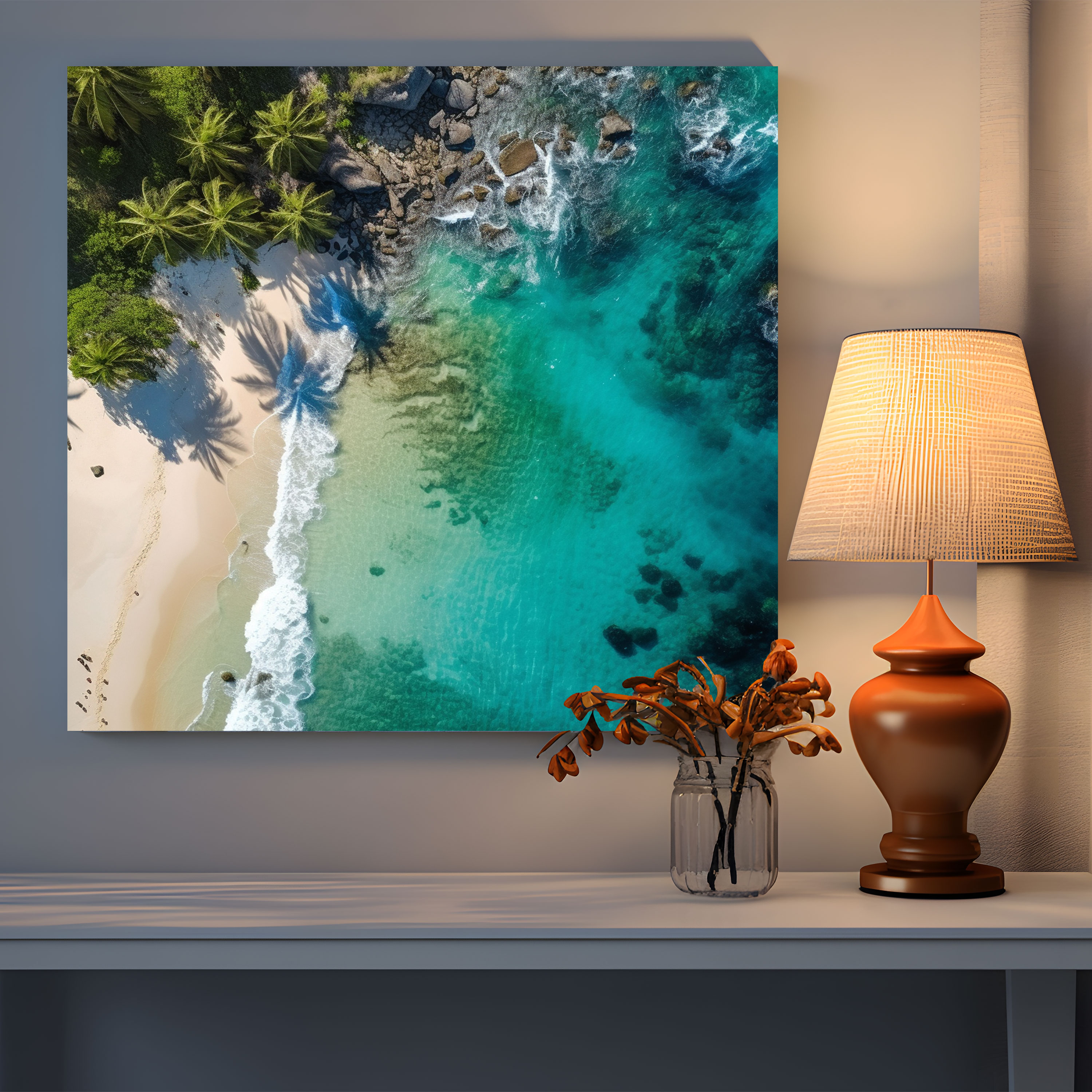 Cool Wall Art - Aerial View Tropical Paradise Canvas Print - Cool, Canvas Wall Art, Cool, Wall Art