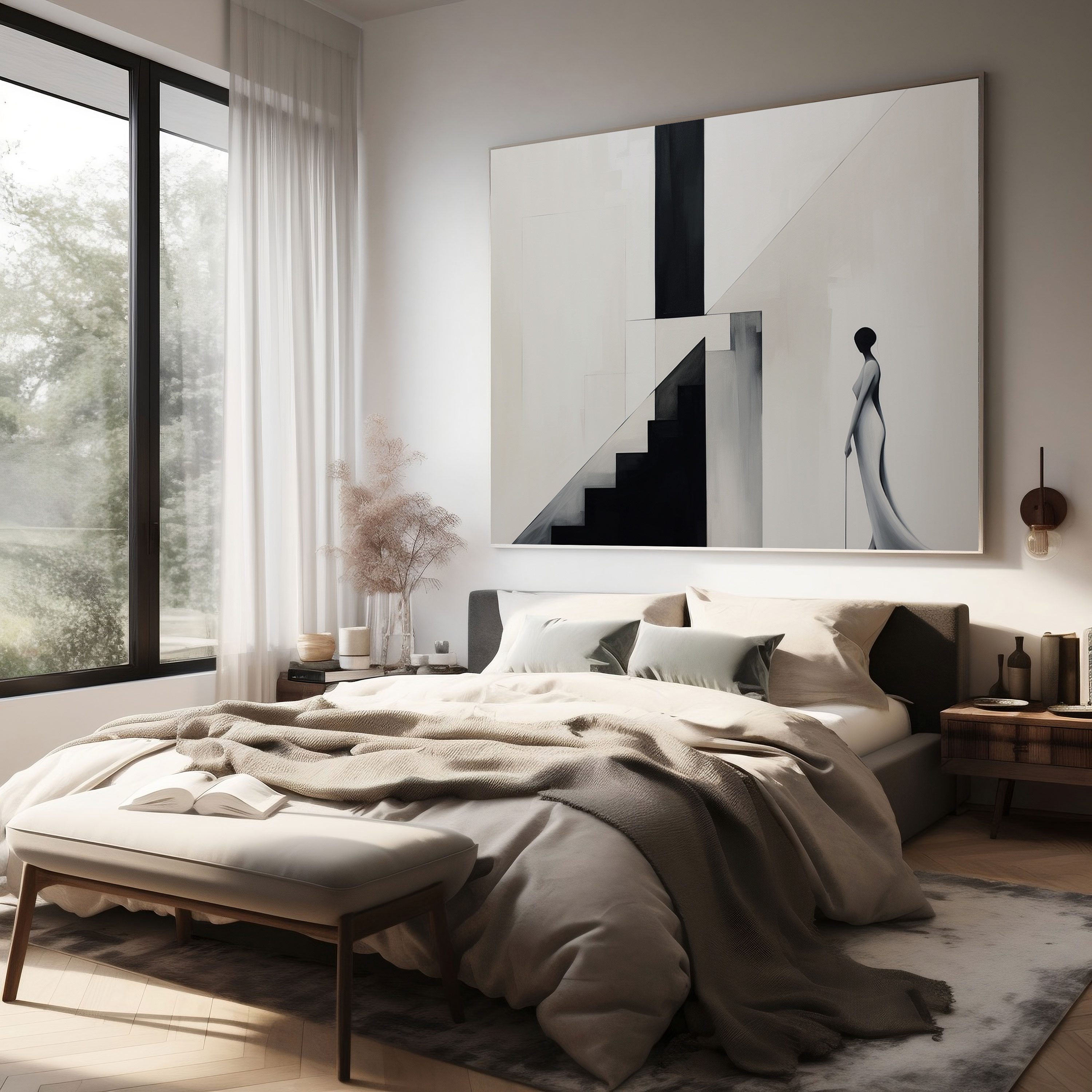 Stilvolles Leinwandbild - Minimalistische Eleganz Wandkunst - Stilvolle Wanddekoration Wohnkultur
