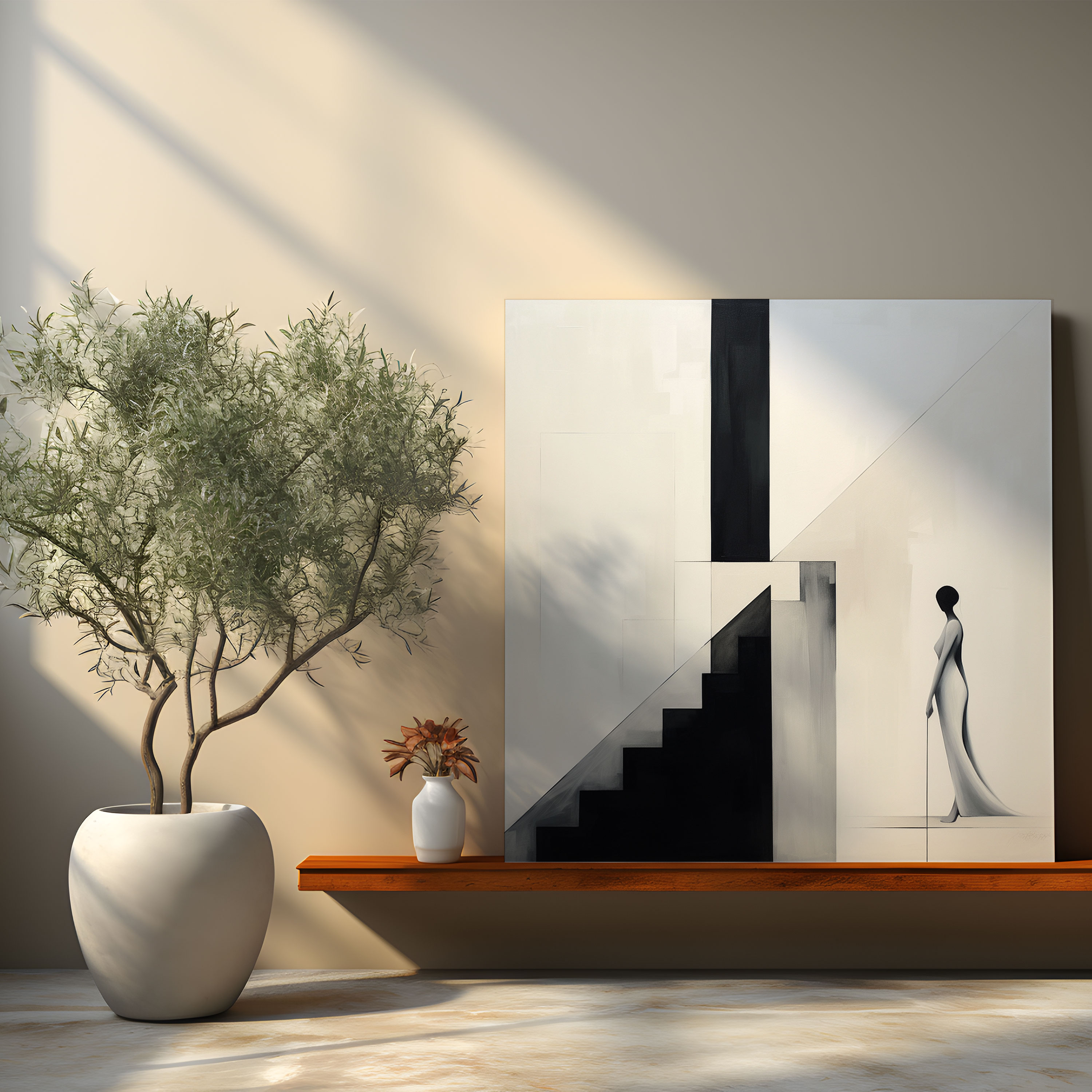 Stilvolles Leinwandbild - Minimalistische Eleganz Wandkunst - Stilvolle Wanddekoration Wohnkultur