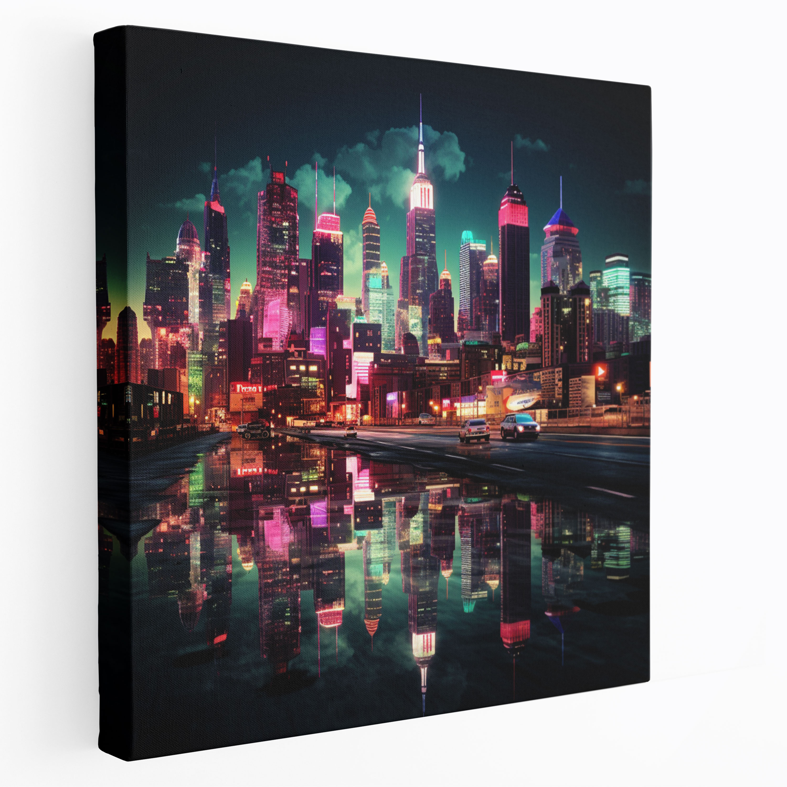 Coole Wanddekoration - Neonstadt - Retro-Ästhetik Leinwandbild
