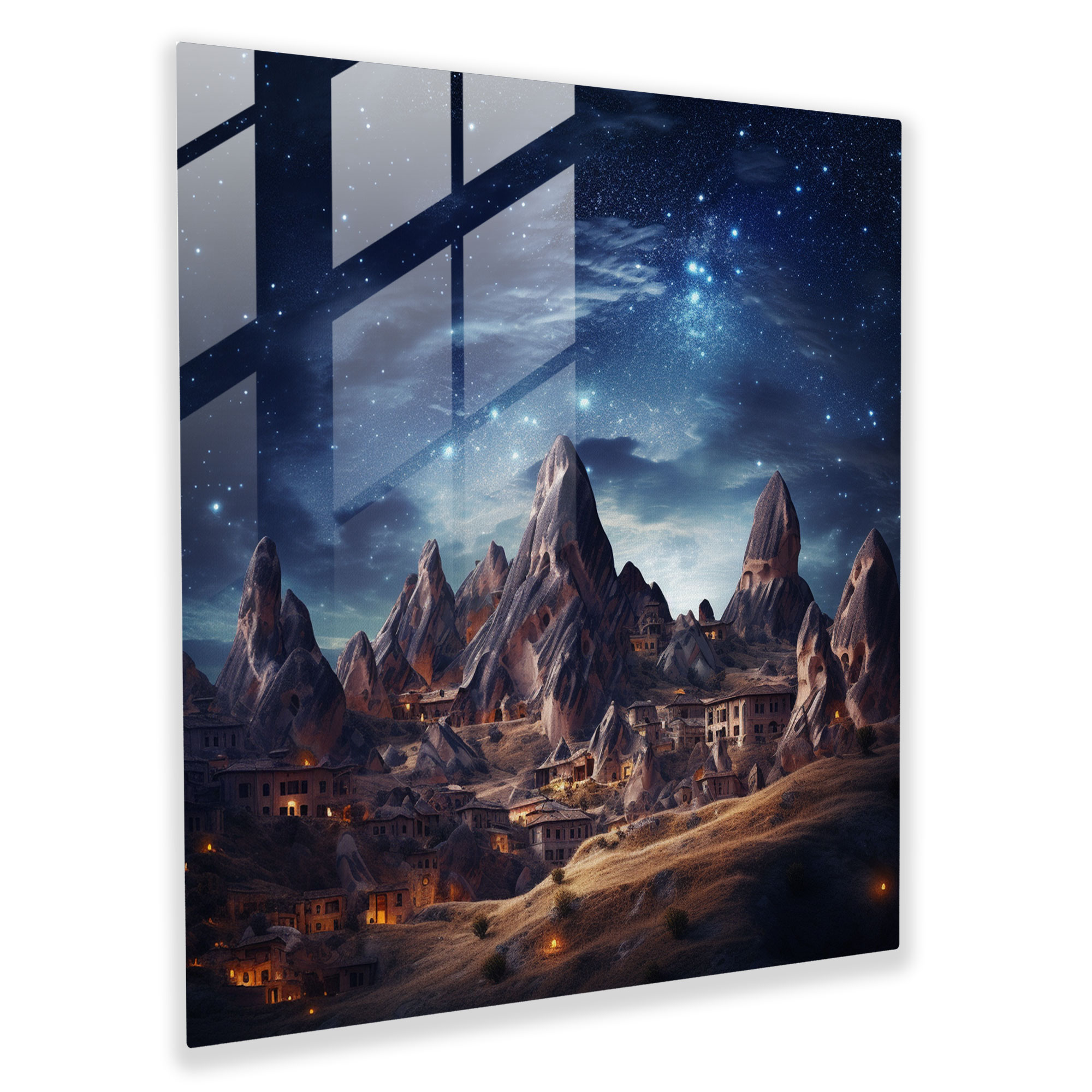 Celestial Wonder Glass Print - Enigmatic Cappadocia Glass Wall Art for Home Decoration